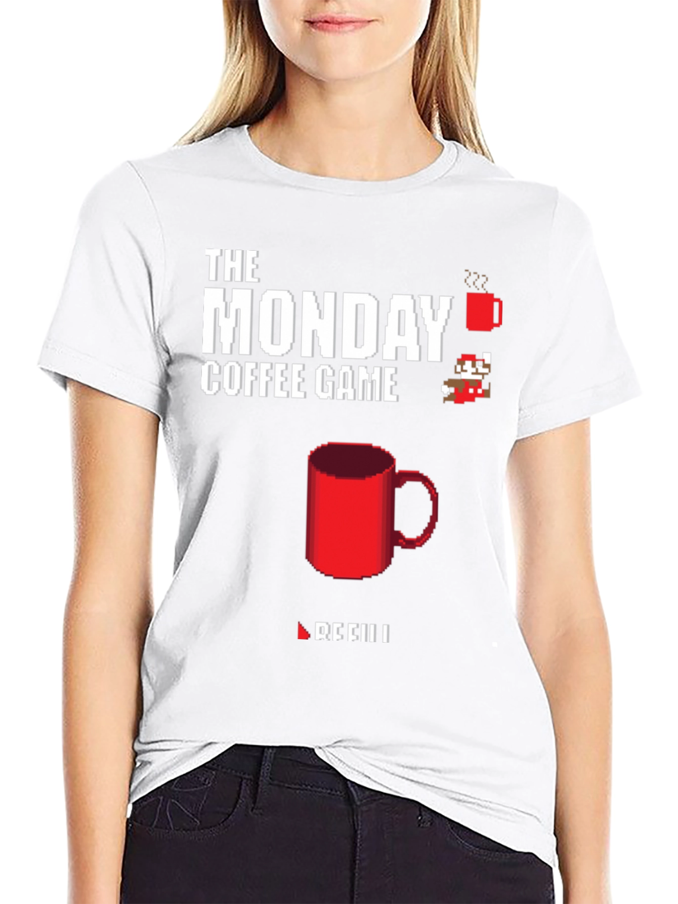 The Monday Coffee Game T-Shirt - Pixel Art Style