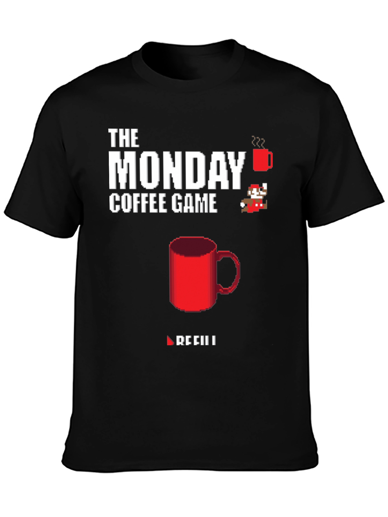 The Monday Coffee Game T-Shirt - Pixel Art Style