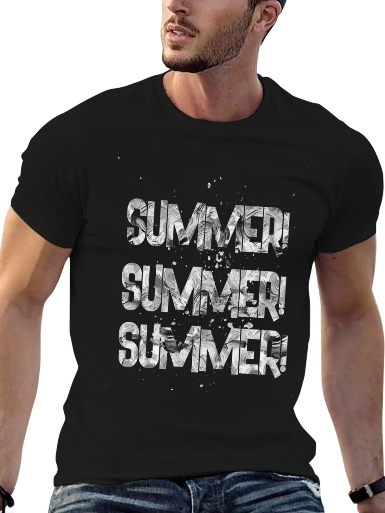 Summer Graphic Print Black T-Shirt