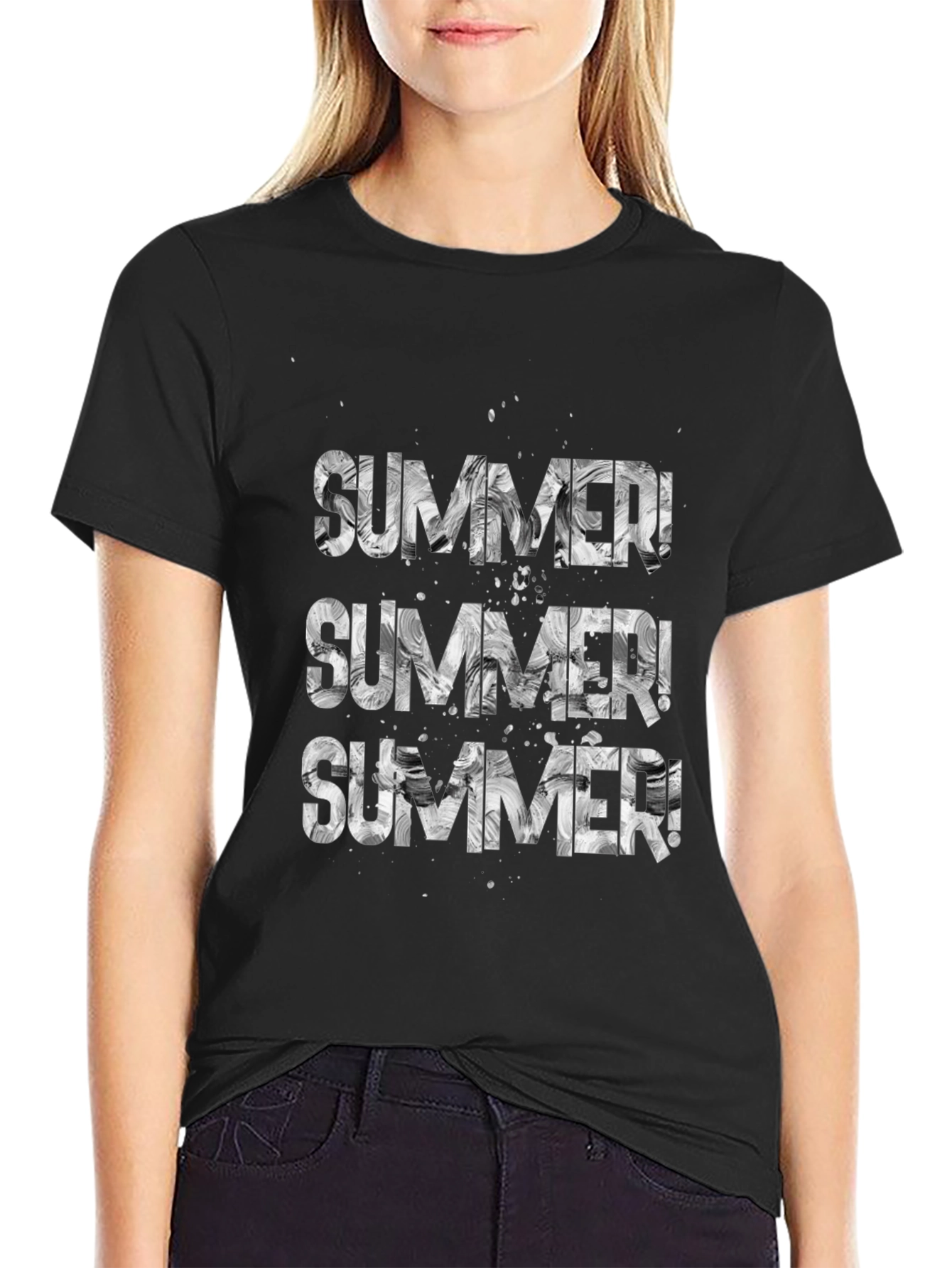 Summer Graphic Print Black T-Shirt