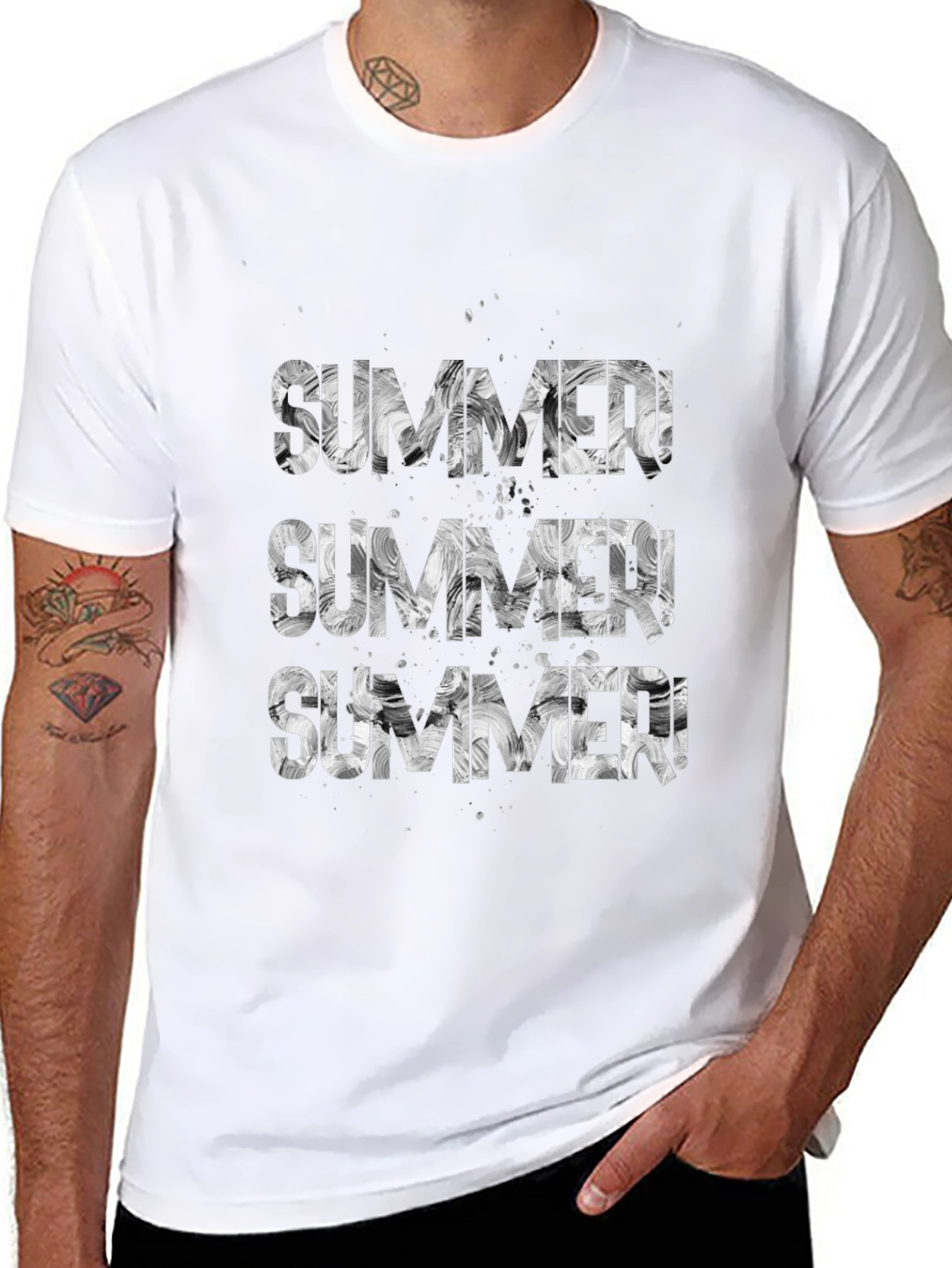 Summer Graphic Print Black T-Shirt