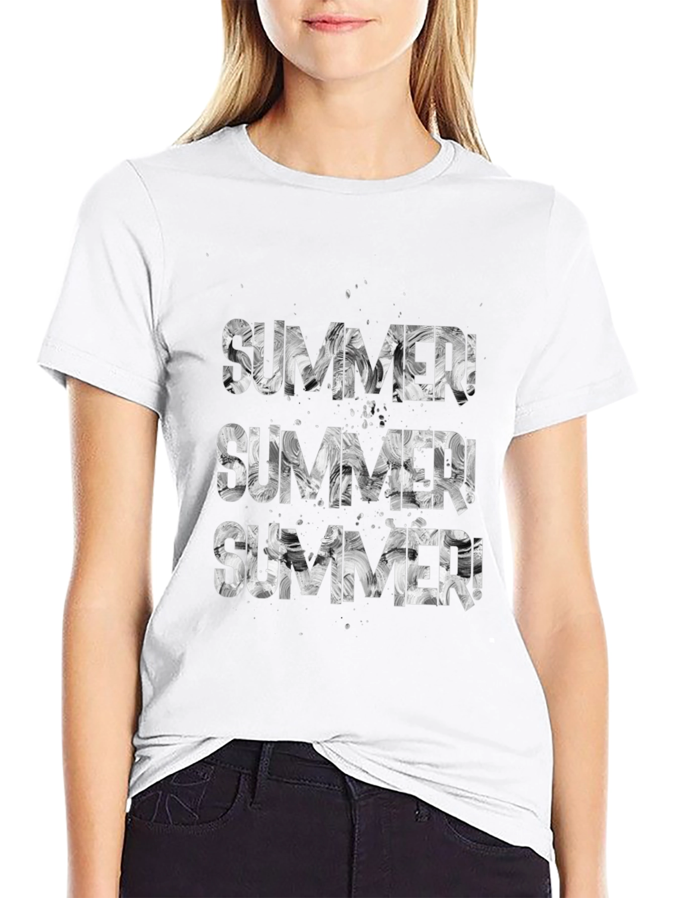 Summer Graphic Print Black T-Shirt