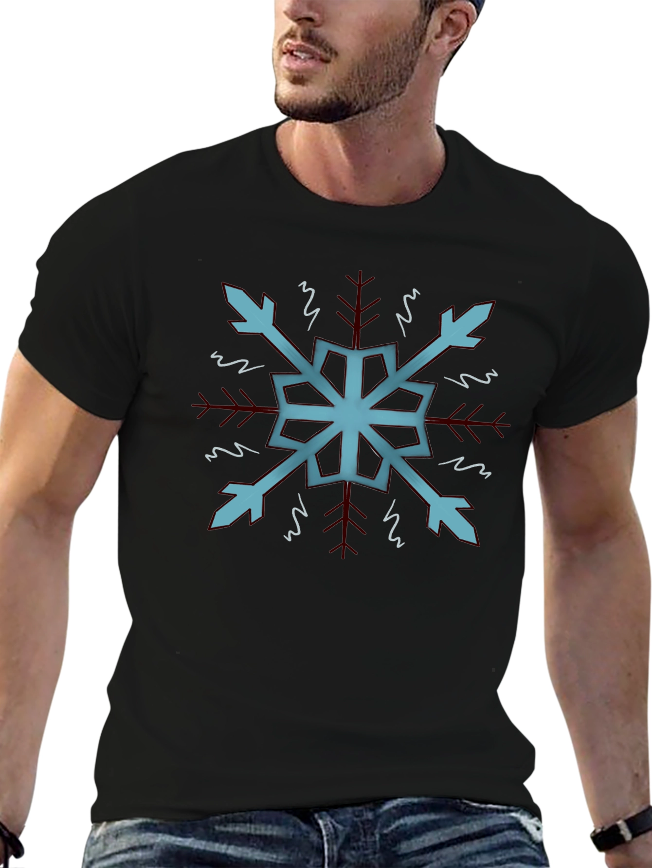 Cool Snowflake Graphic Tee - Soft Black Cotton
