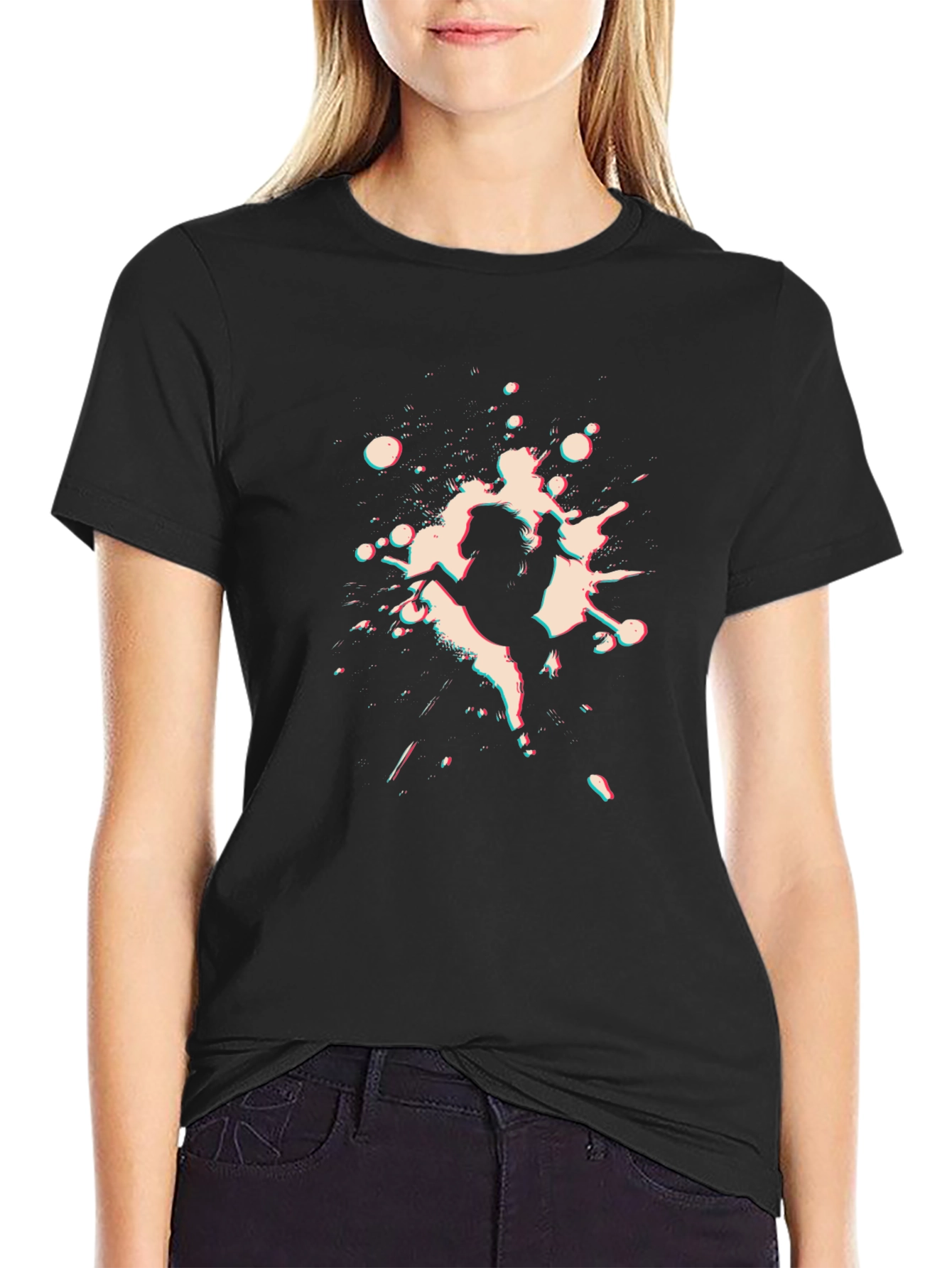 Mens Black Graphic Tee - Unique Horse Design