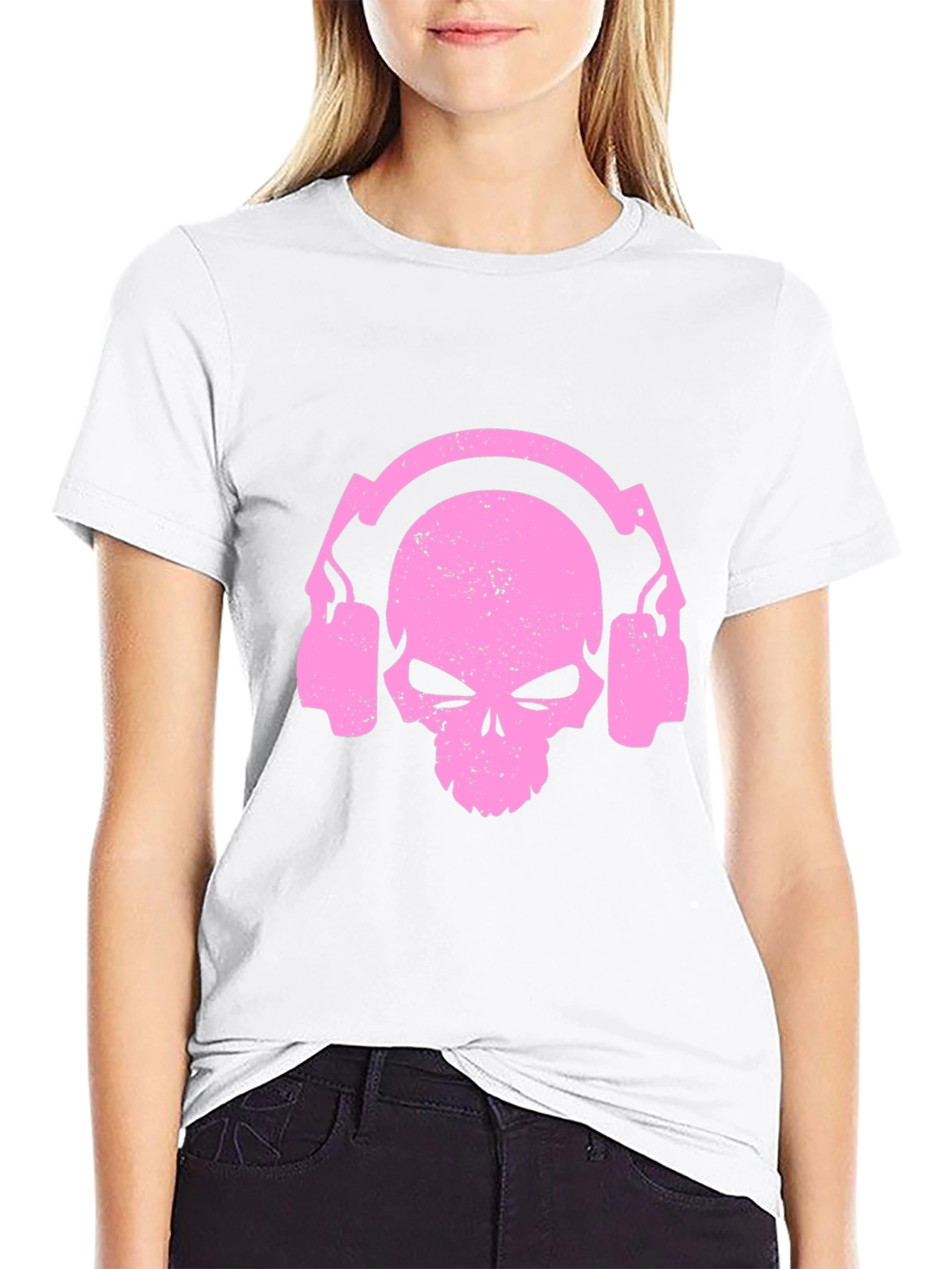Skull Headphones Graphic T-Shirt - Black