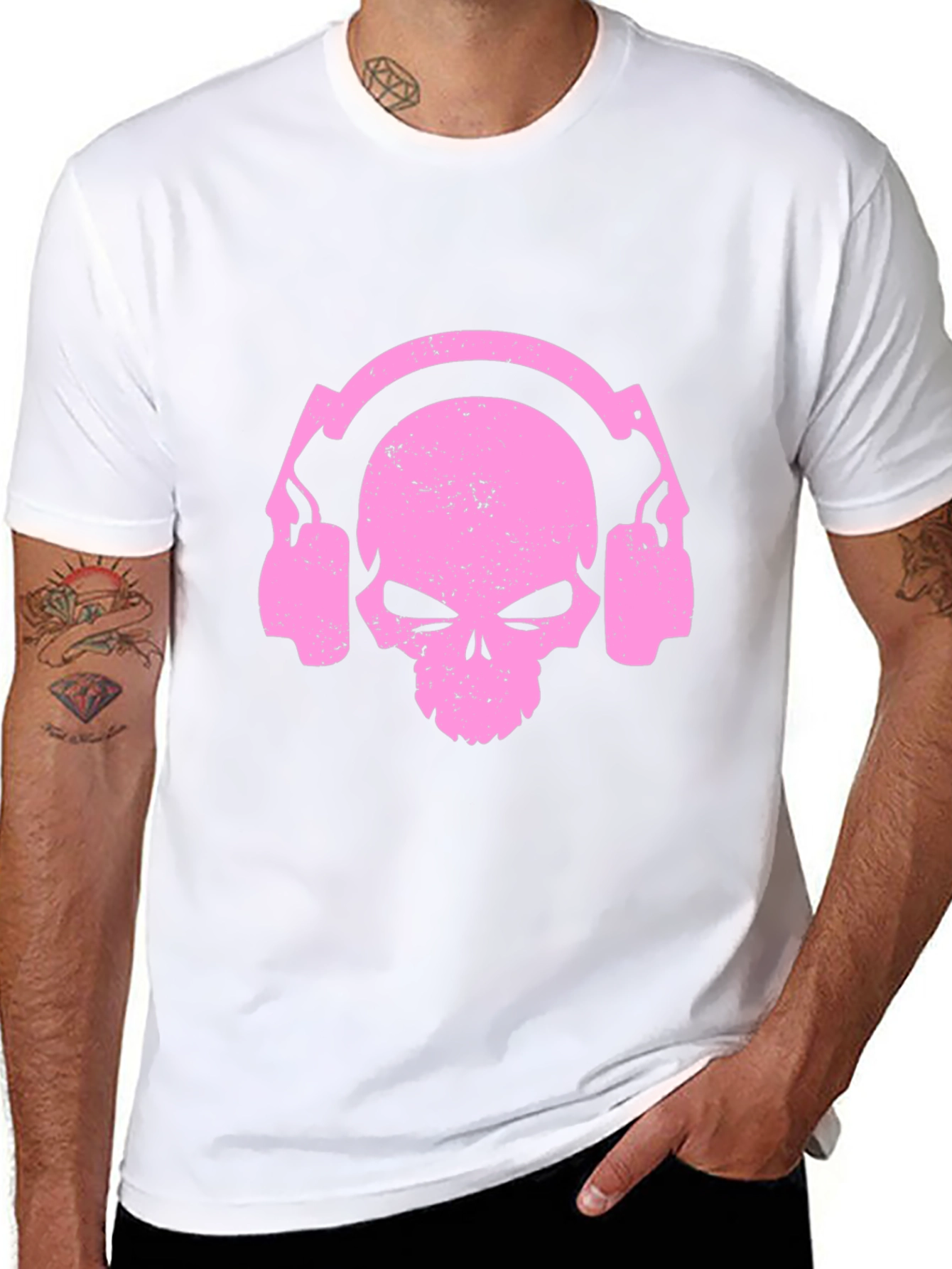 Skull Headphones Graphic T-Shirt - Black
