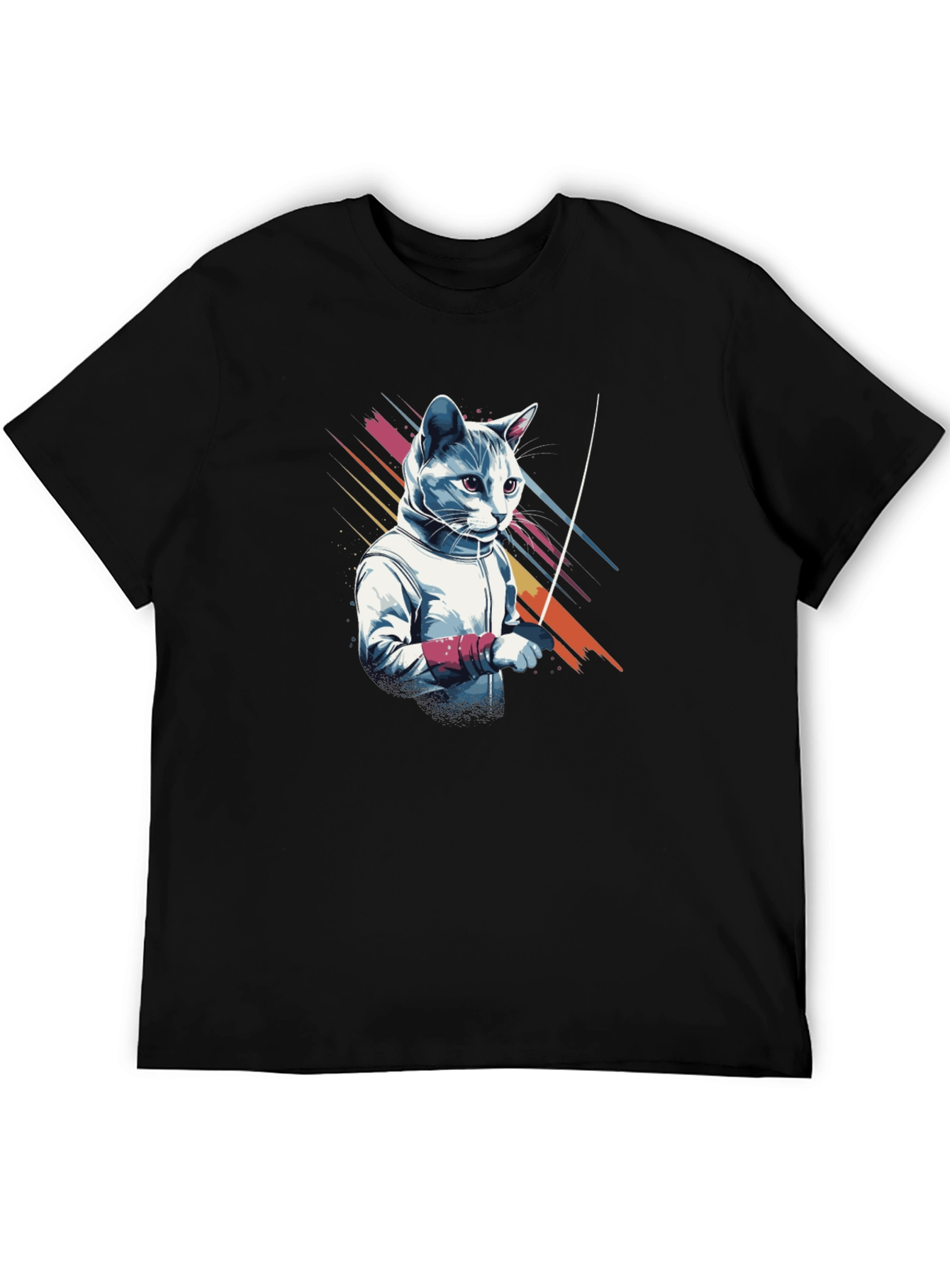 Fencing Cat Graphic T-Shirt