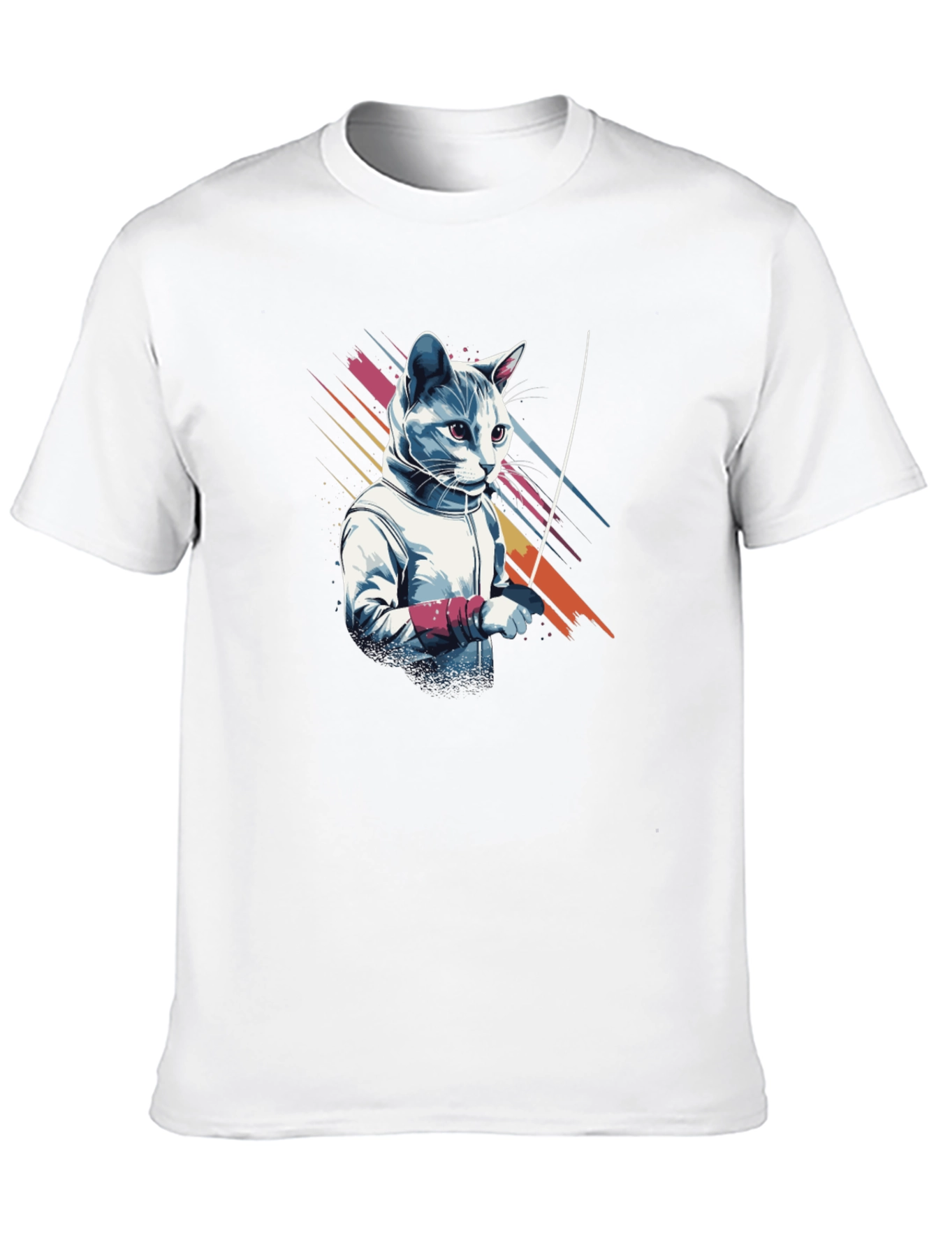 Fencing Cat Graphic T-Shirt