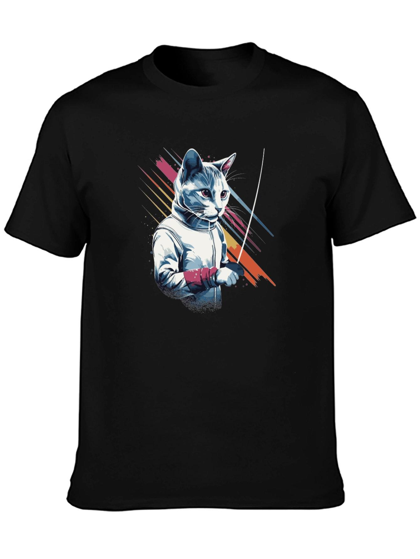 Fencing Cat Graphic T-Shirt