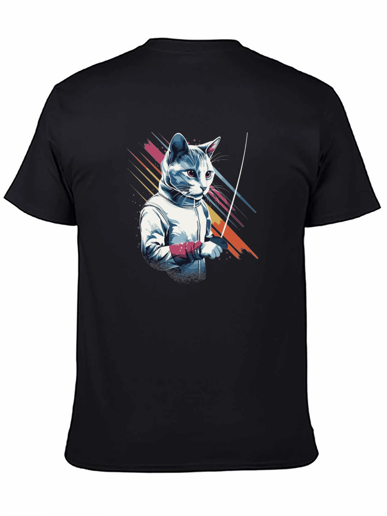 Fencing Cat Graphic T-Shirt