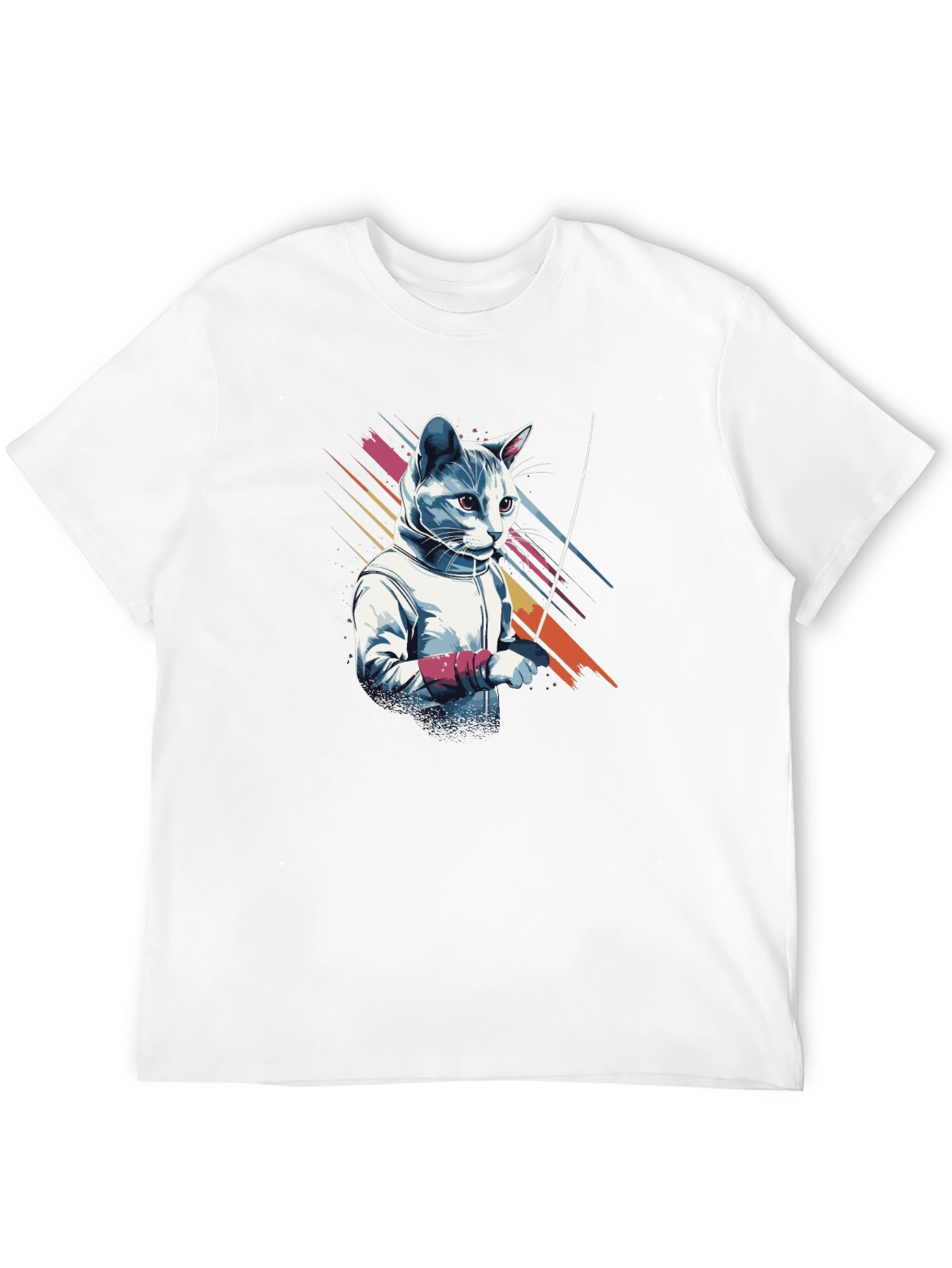Fencing Cat Graphic T-Shirt