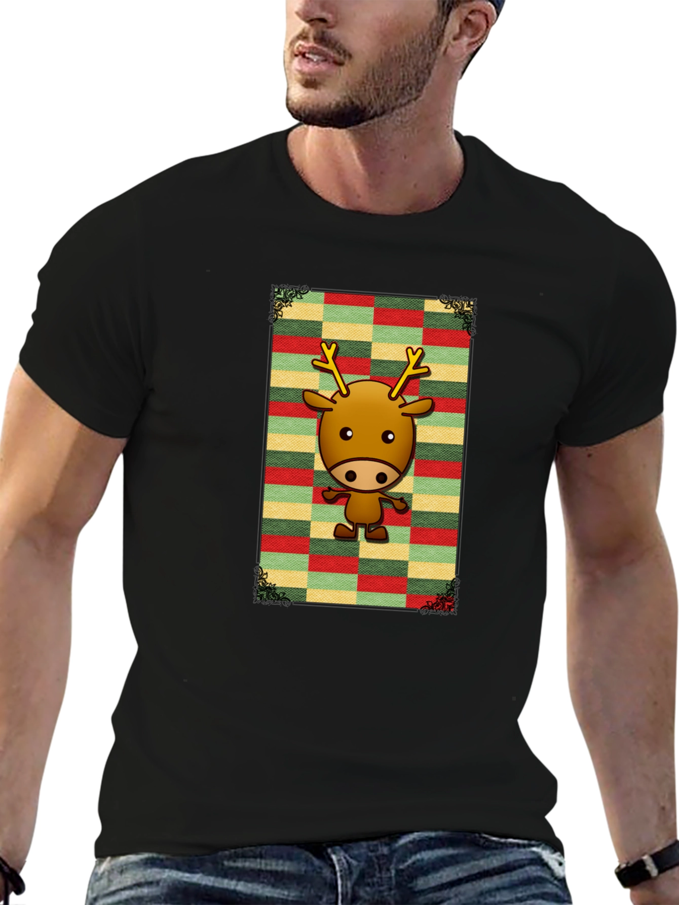 Festive Reindeer Graphic Tee - Holiday Style