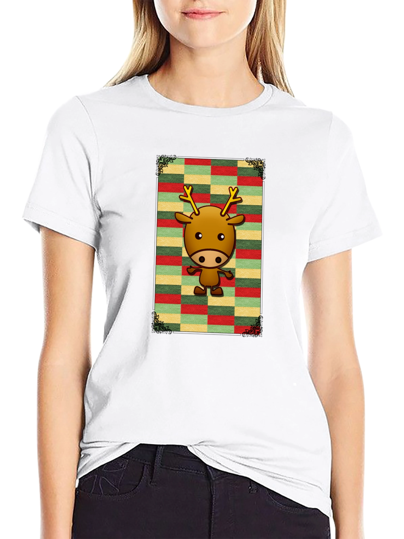 Festive Reindeer Graphic Tee - Holiday Style