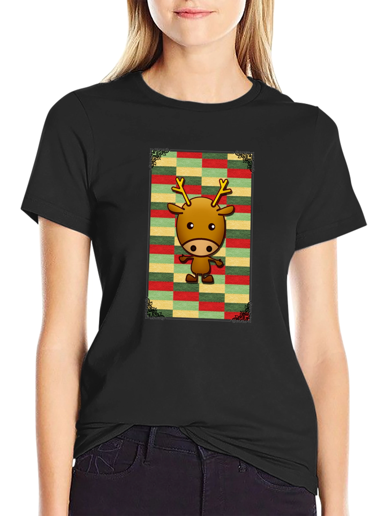 Festive Reindeer Graphic Tee - Holiday Style