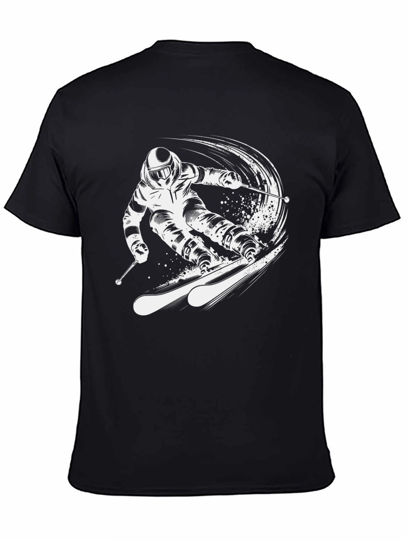 Skiing Graphic Tee - Black Cotton T-Shirt