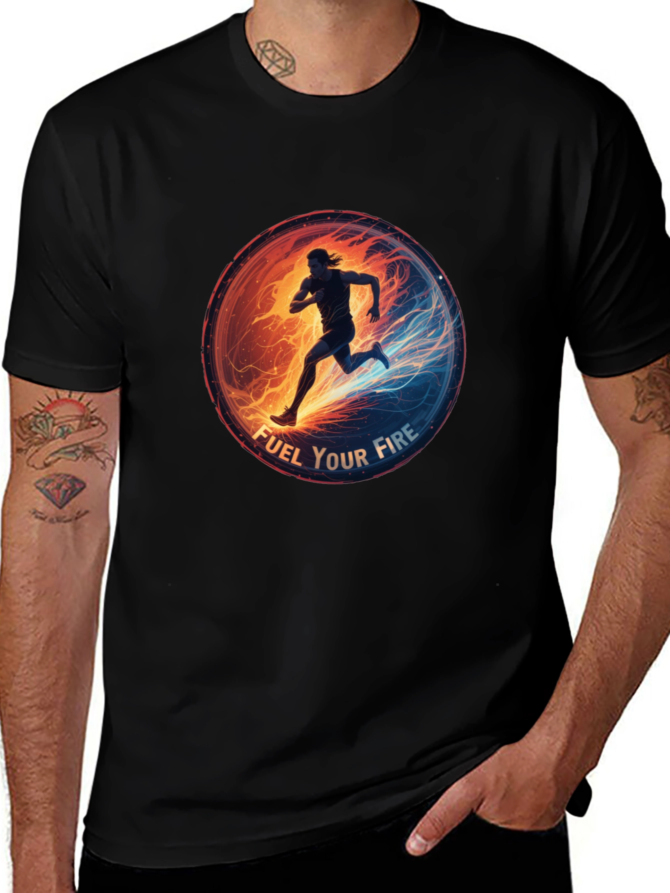 Fuel Your Fire Running Graphic Tee - Black