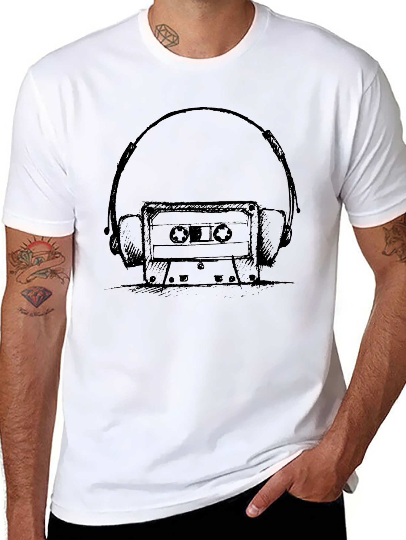 Retro Music T-Shirt: Cassette & Headphones Graphic Tee