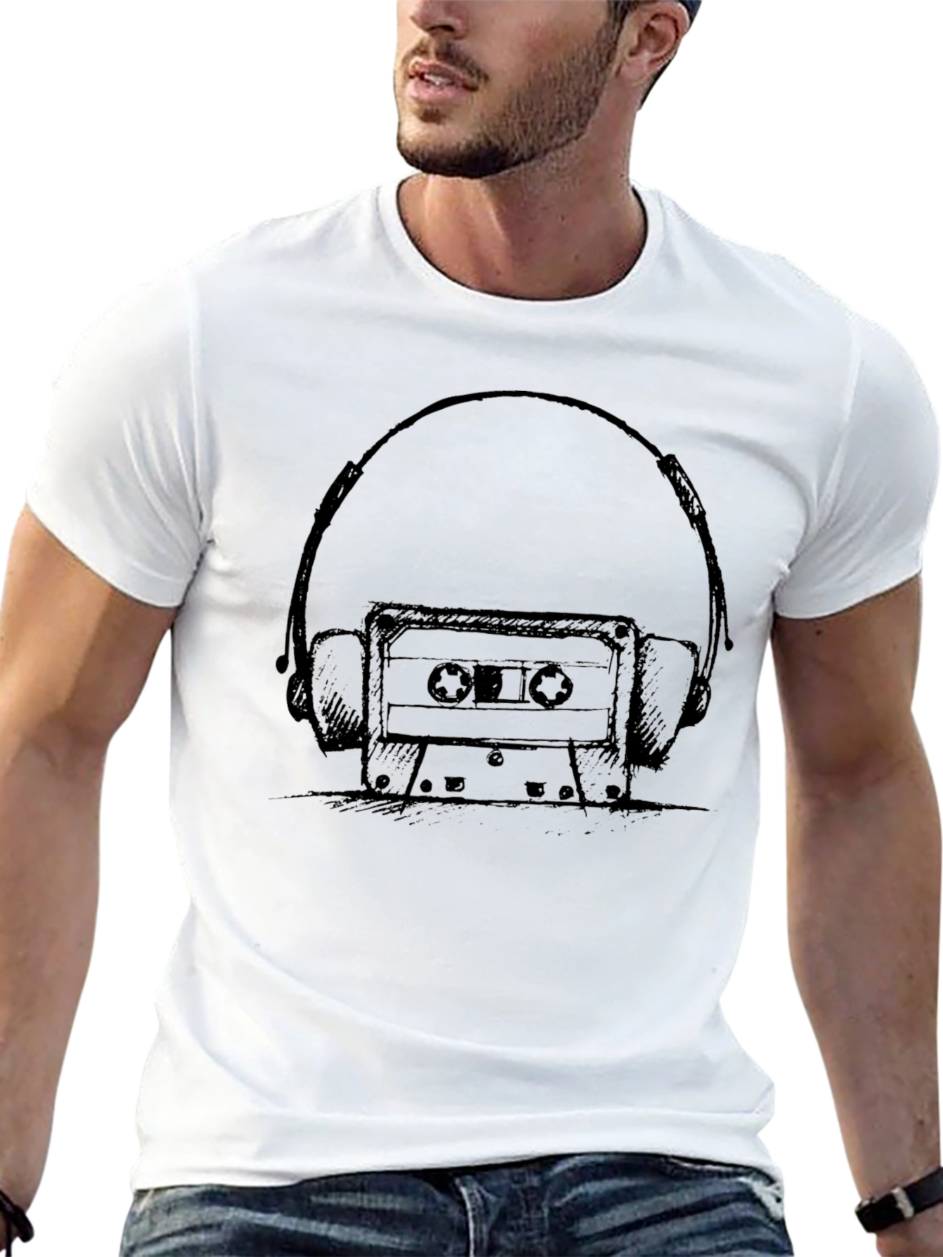 Retro Music T-Shirt: Cassette & Headphones Graphic Tee