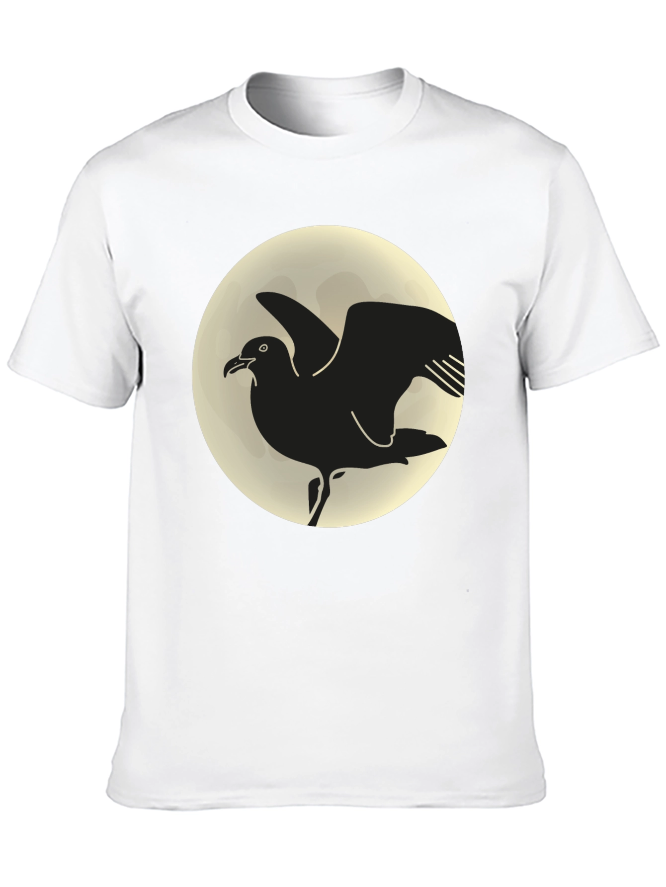 Seagull Moon Graphic Tee - Black Cotton T-Shirt