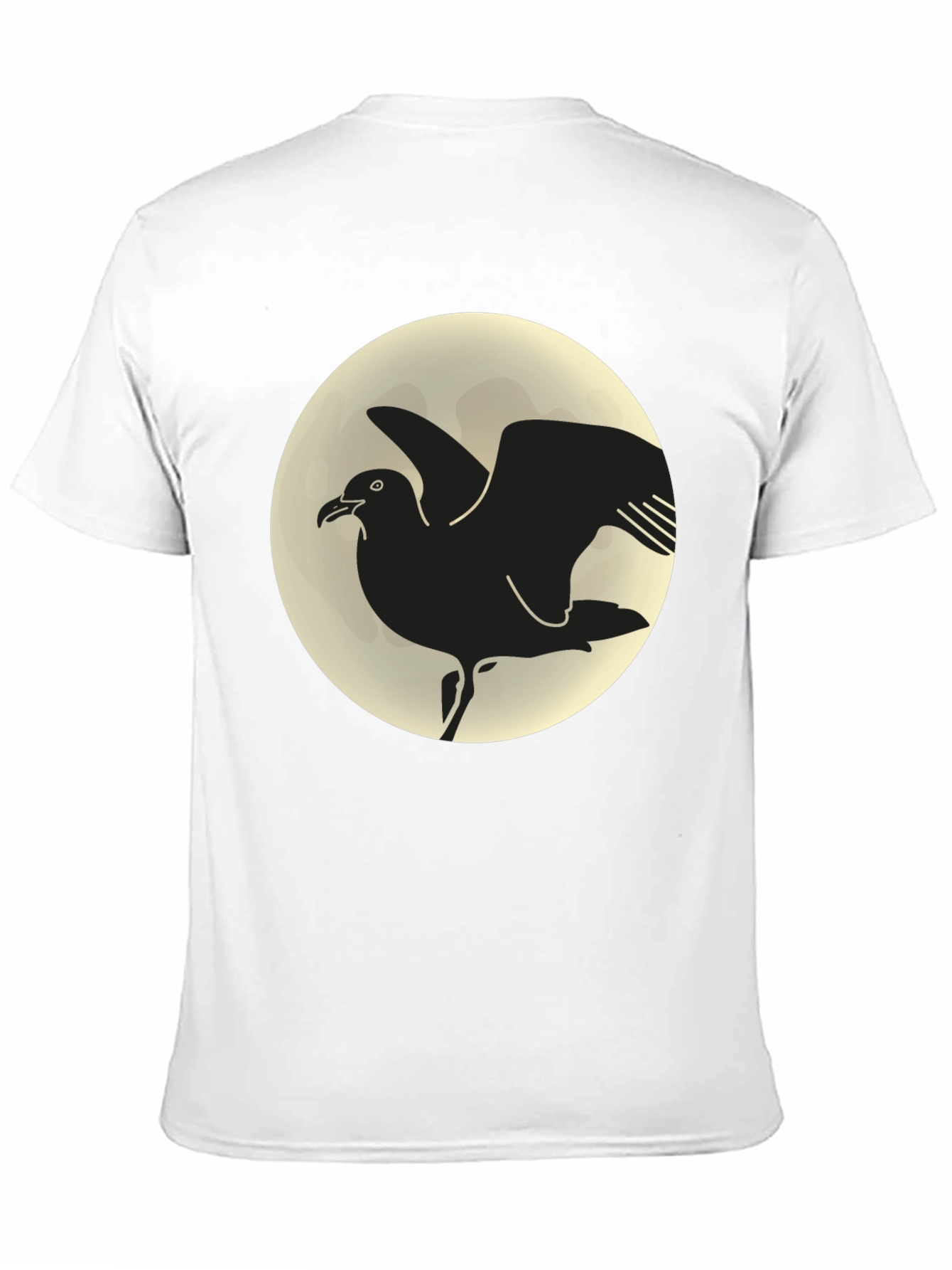 Seagull Moon Graphic Tee - Black Cotton T-Shirt
