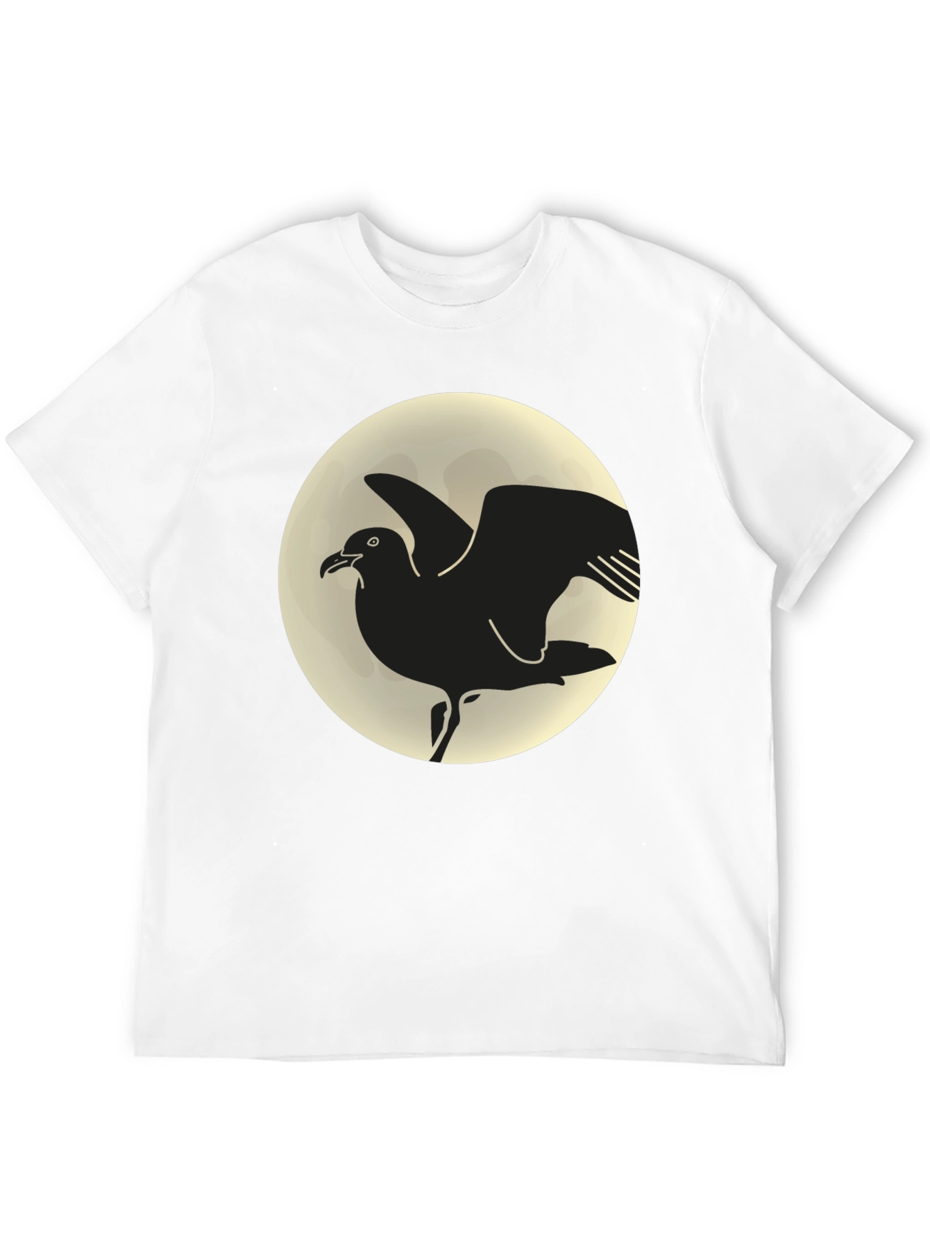 Seagull Moon Graphic Tee - Black Cotton T-Shirt