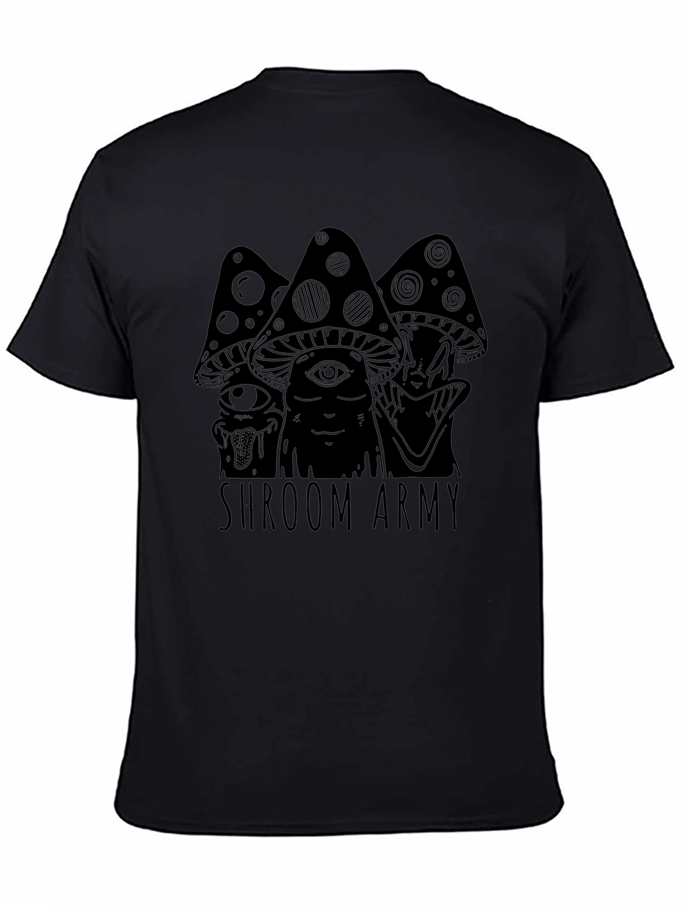 Shroom Army Graphic Tee - Black Cotton T-Shirt