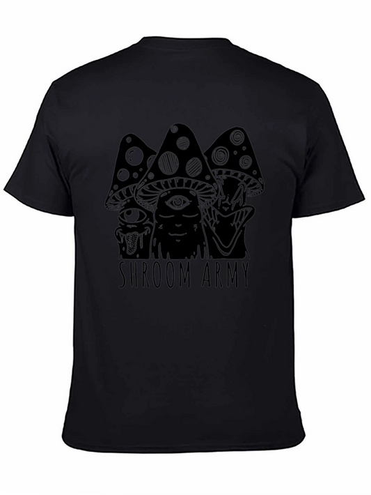 Shroom Army Graphic Tee - Black Cotton T-Shirt