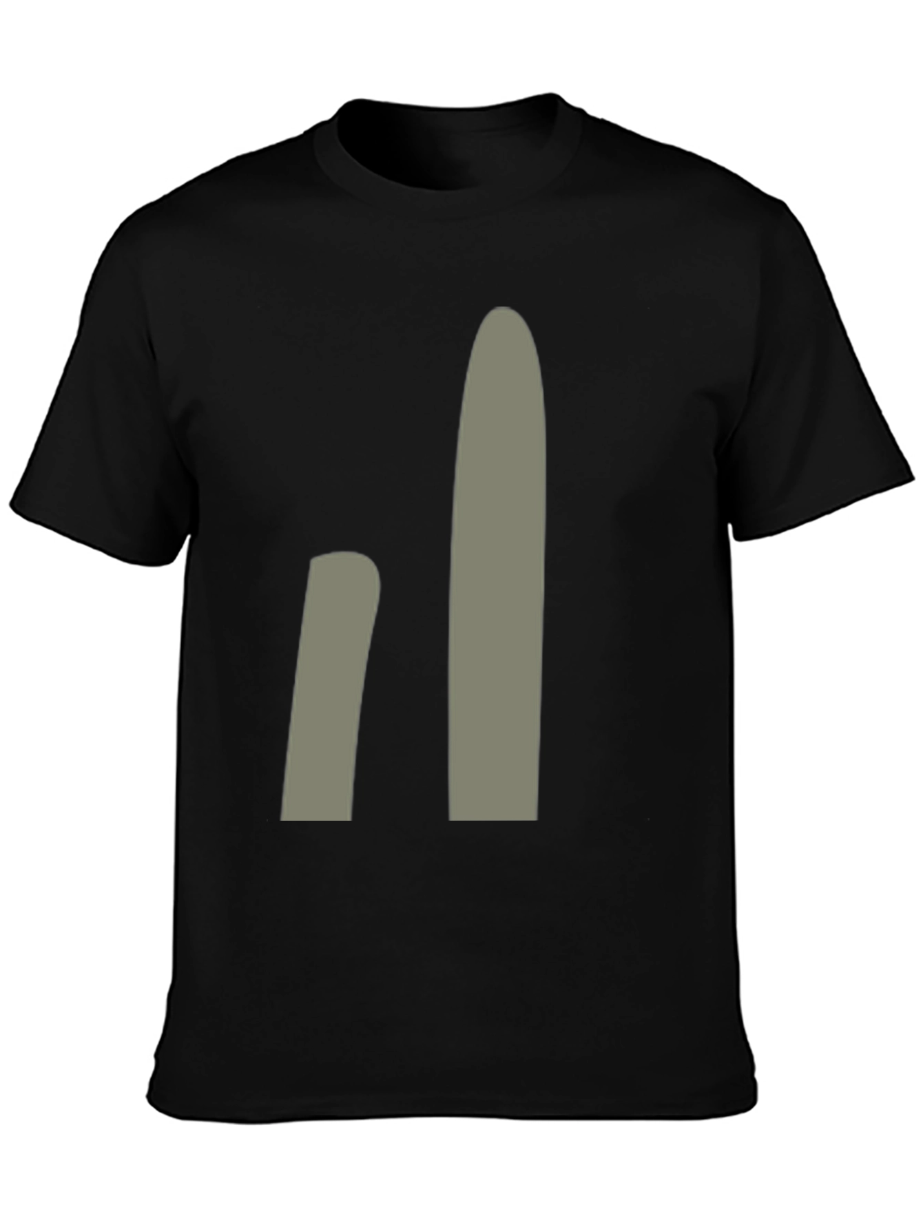 Minimalist Gray Abstract Design Black T-Shirt