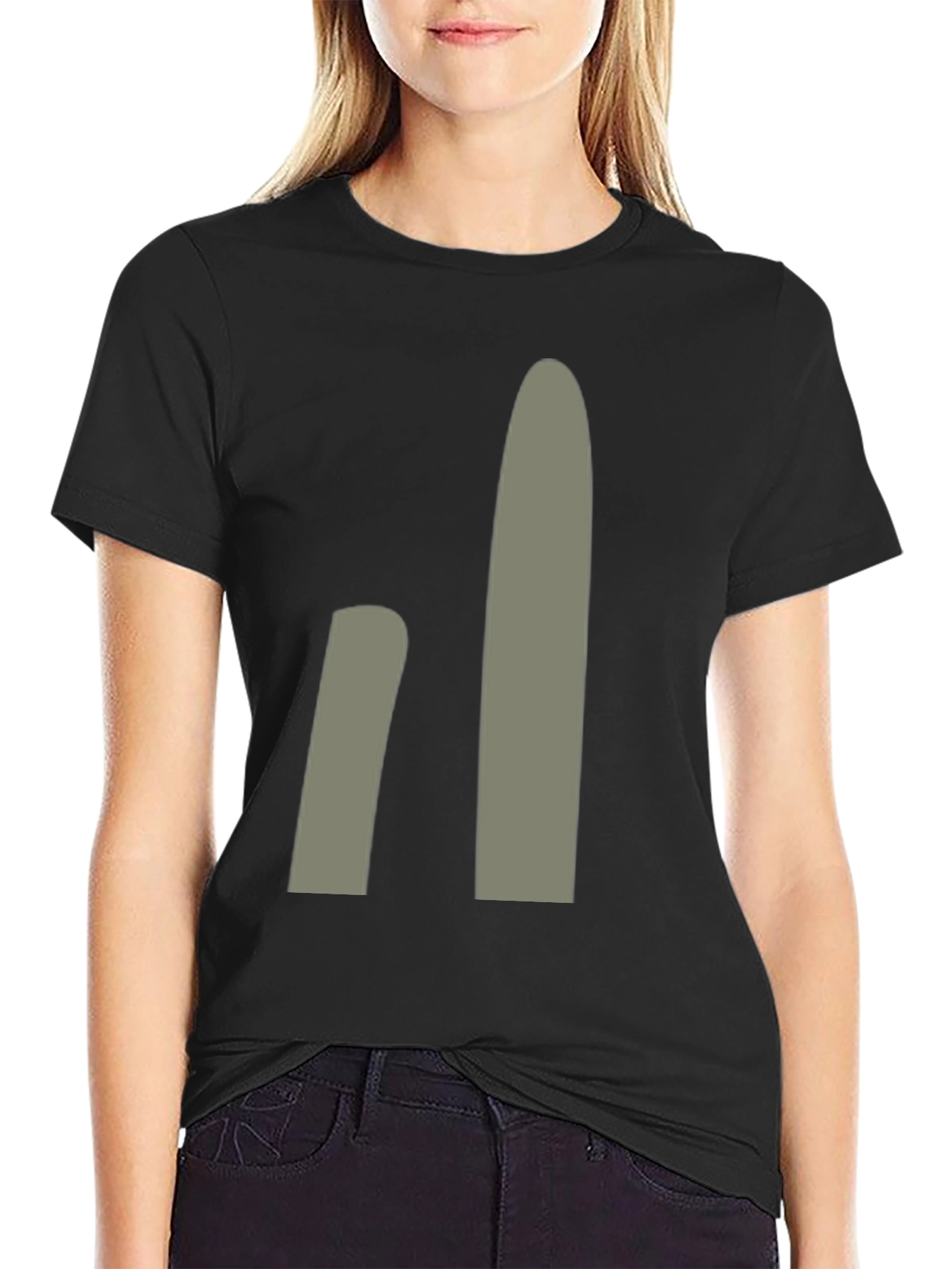 Minimalist Gray Abstract Design Black T-Shirt