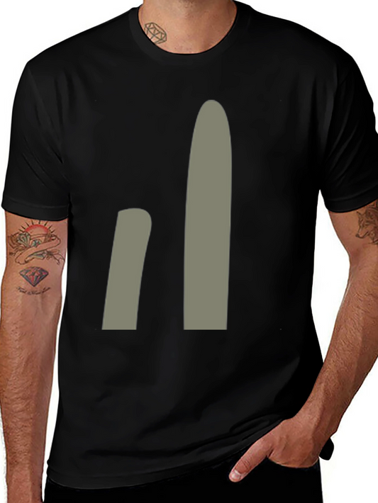 Minimalist Gray Abstract Design Black T-Shirt