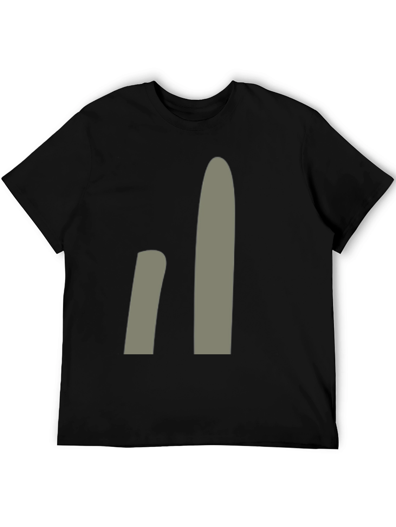 Minimalist Gray Abstract Design Black T-Shirt