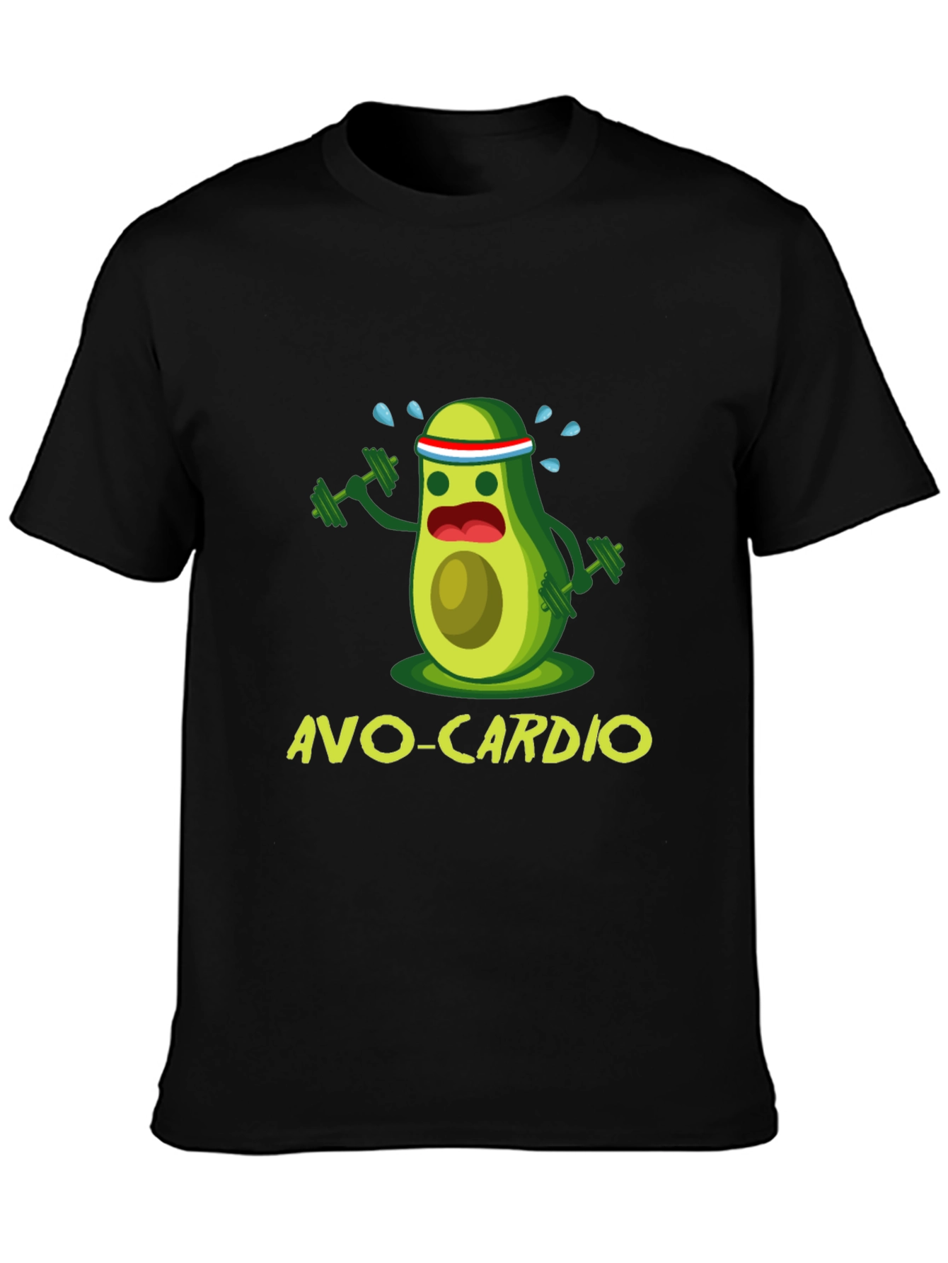 Avo-Cardio Black T-Shirt Funny Avocado Workout Tee