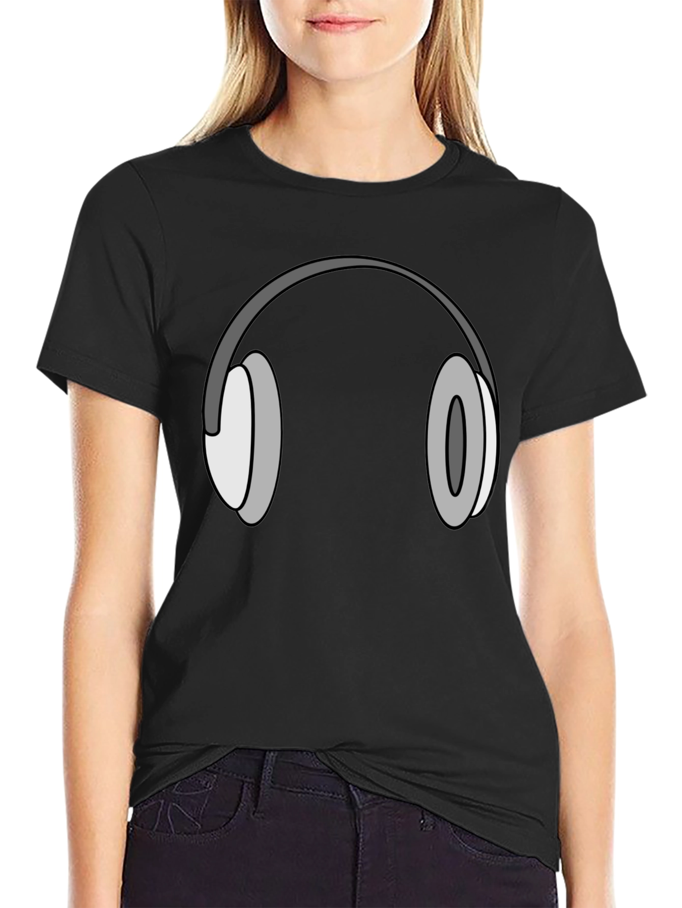 Headphone Graphic Tee - Cool Black T-Shirt