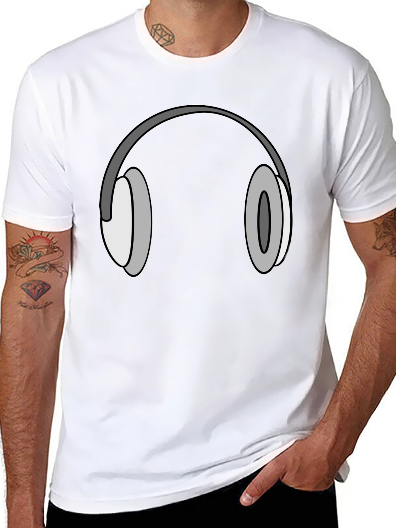Headphone Graphic Tee - Cool Black T-Shirt