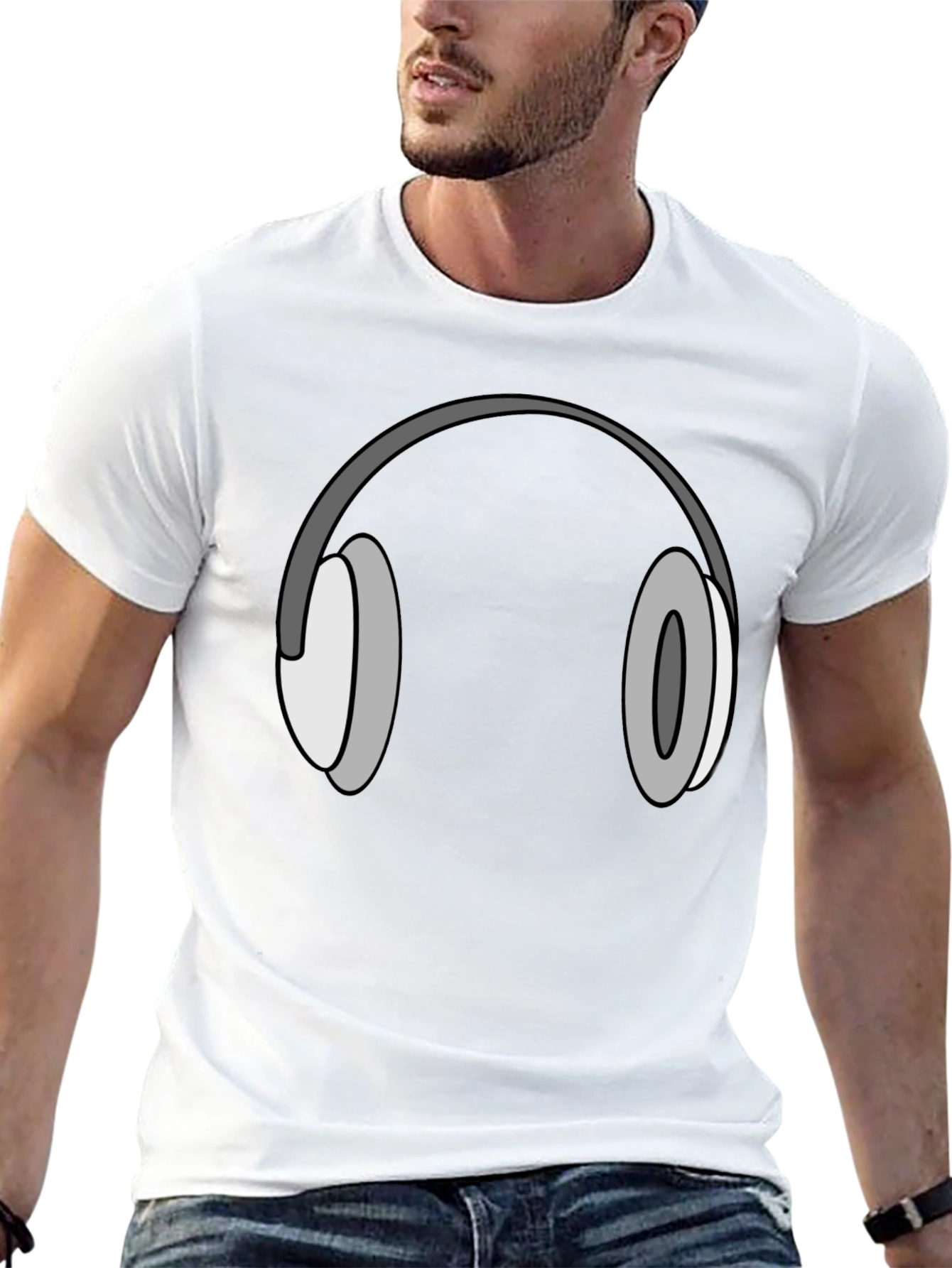 Headphone Graphic Tee - Cool Black T-Shirt