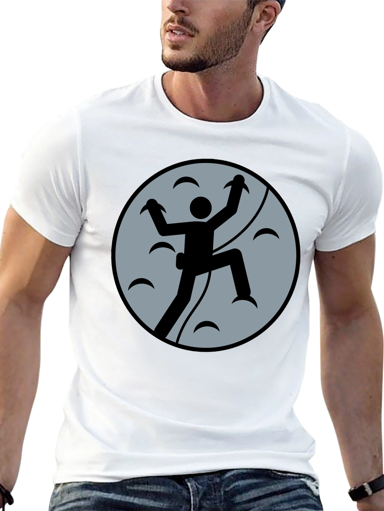 Climbing Graphic Tee - Black Cotton Shirt