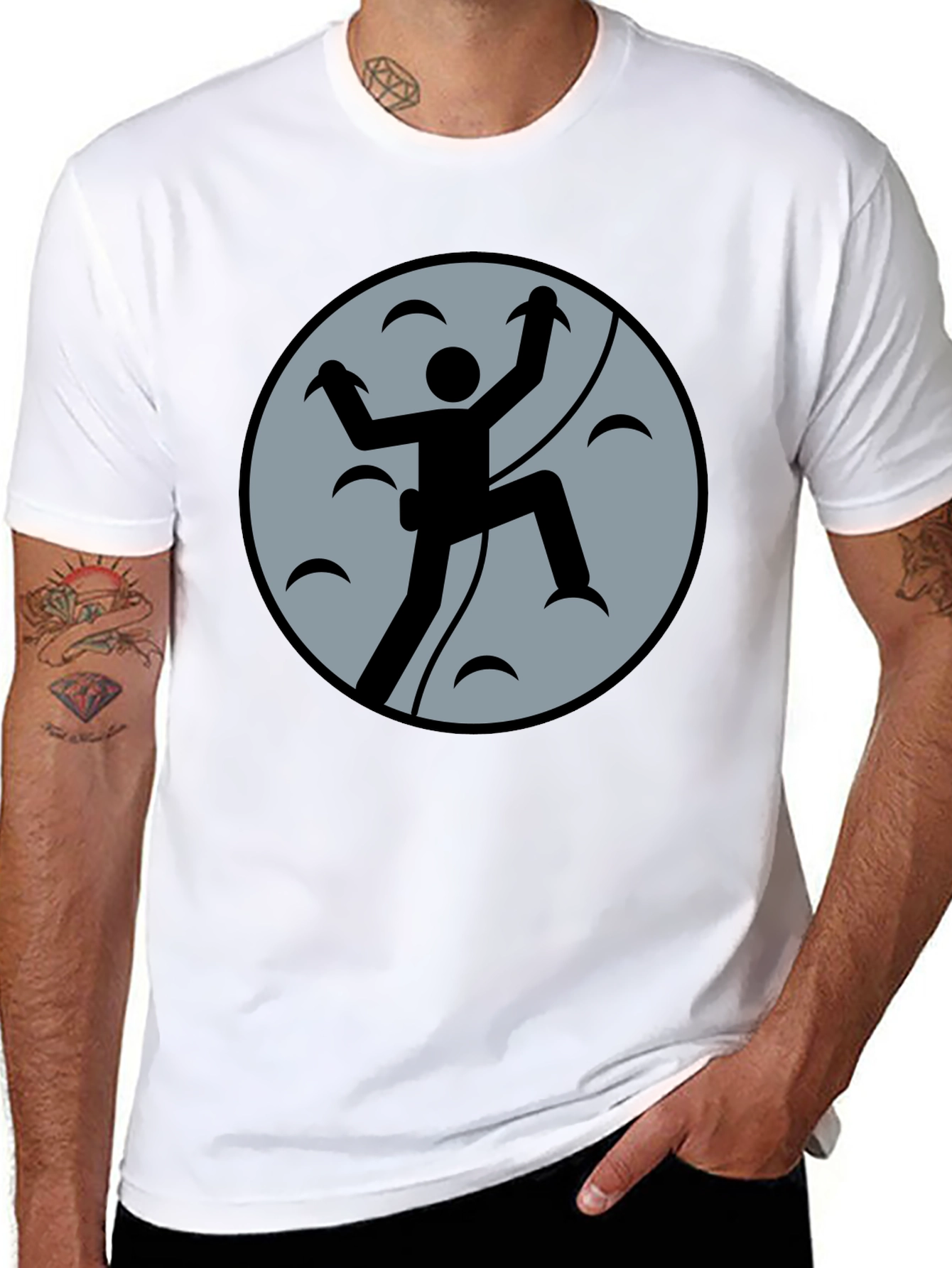 Climbing Graphic Tee - Black Cotton Shirt