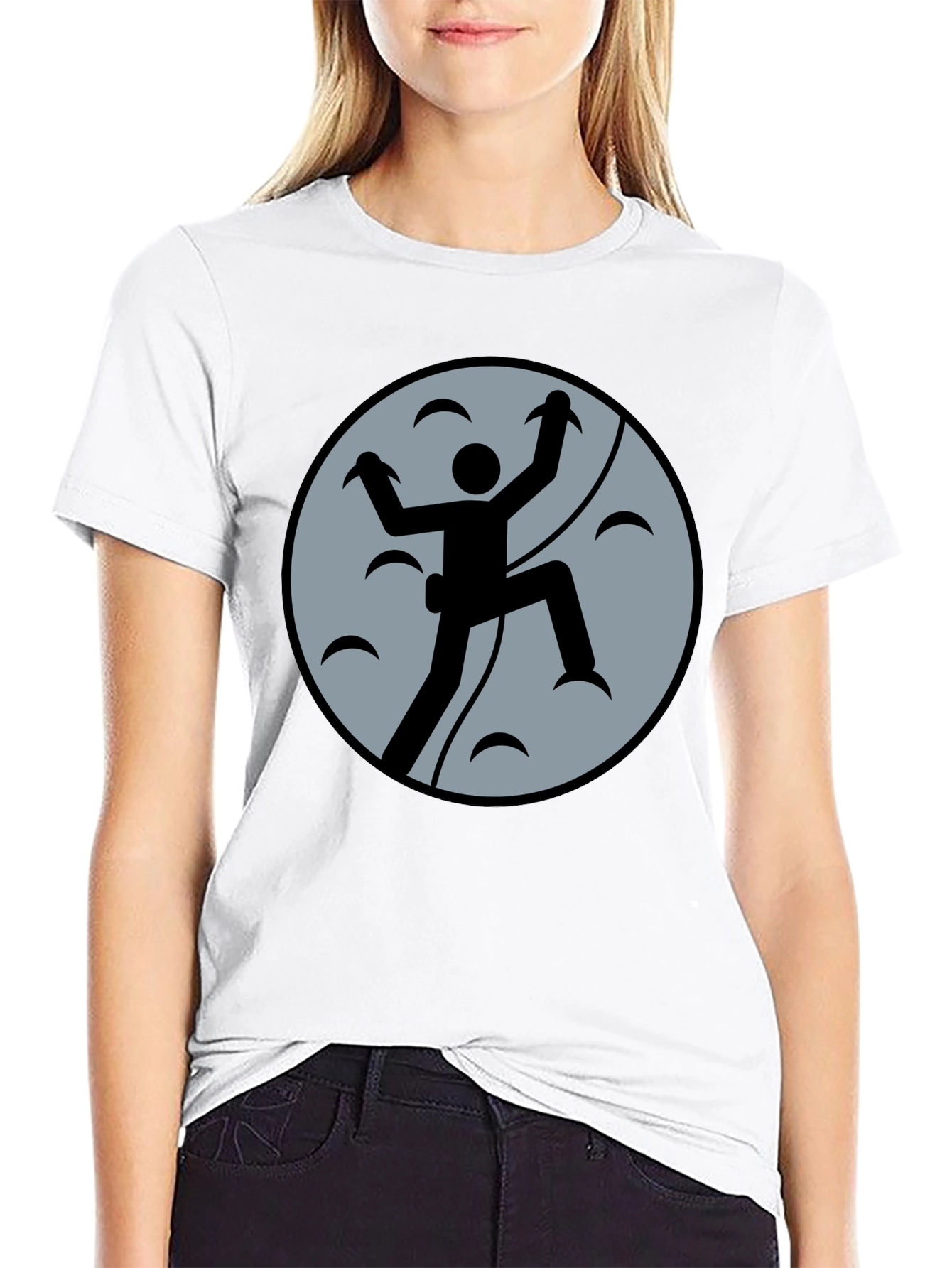 Climbing Graphic Tee - Black Cotton Shirt