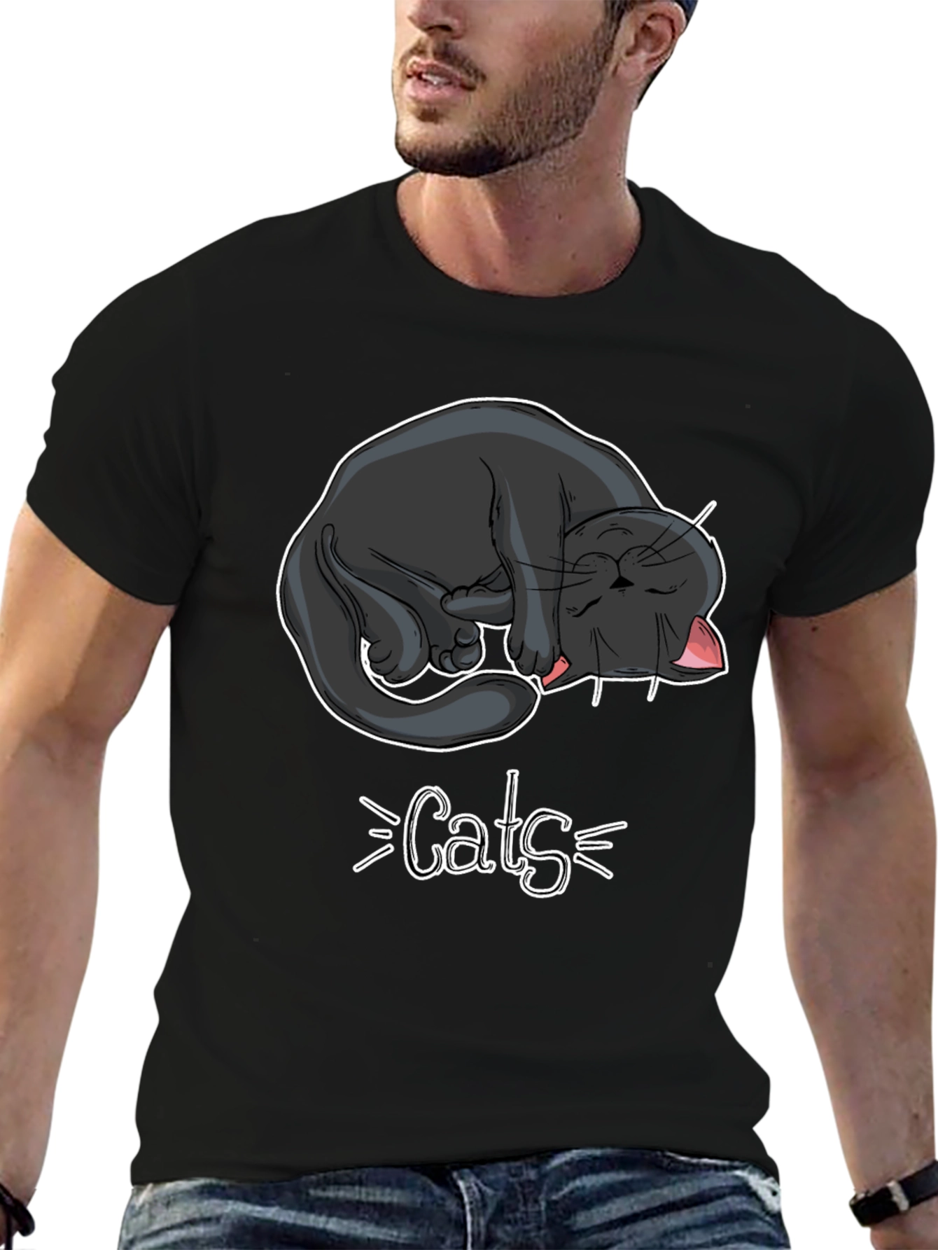 Cats Graphic Tee - Black