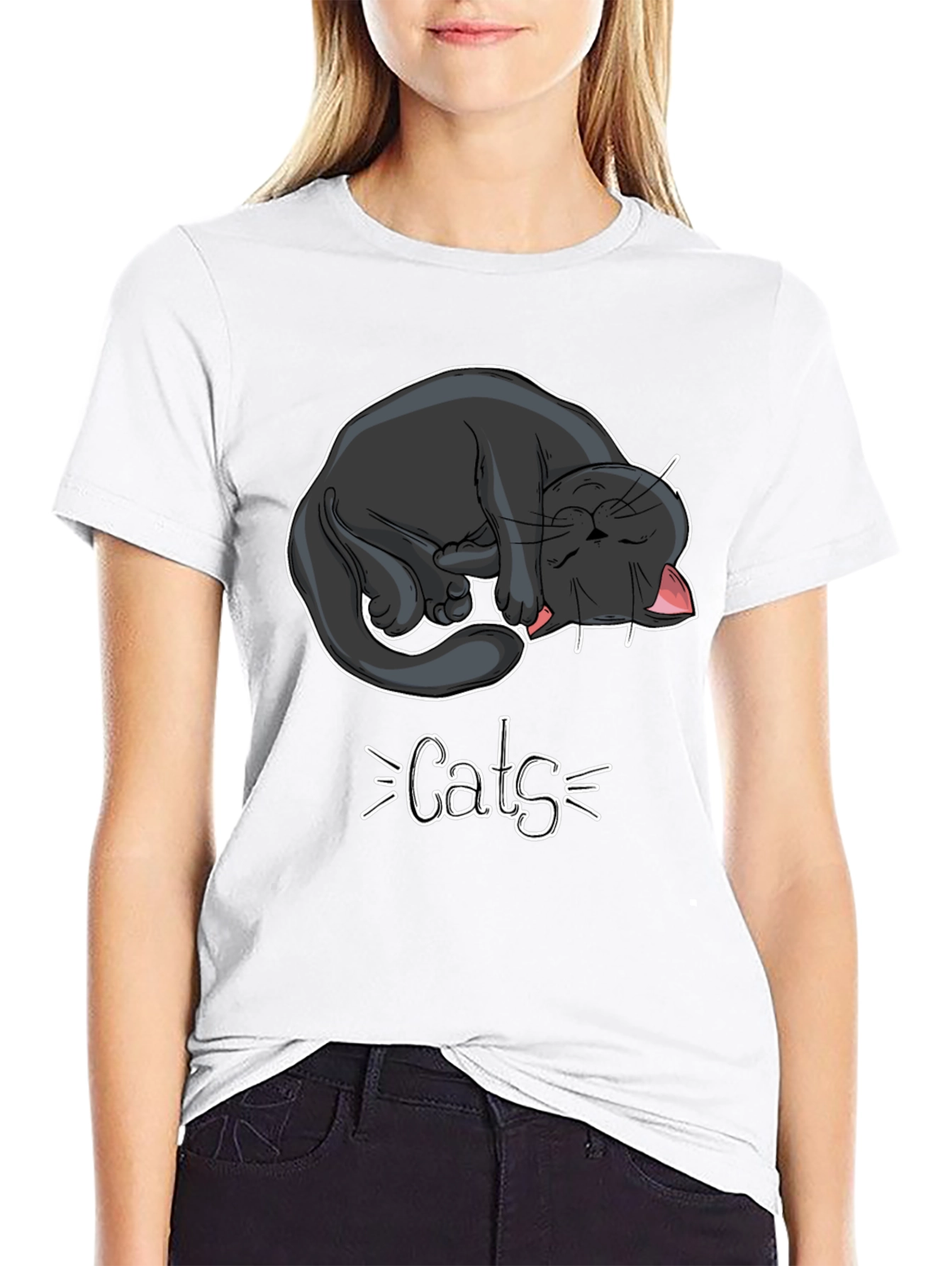 Cats Graphic Tee - Black