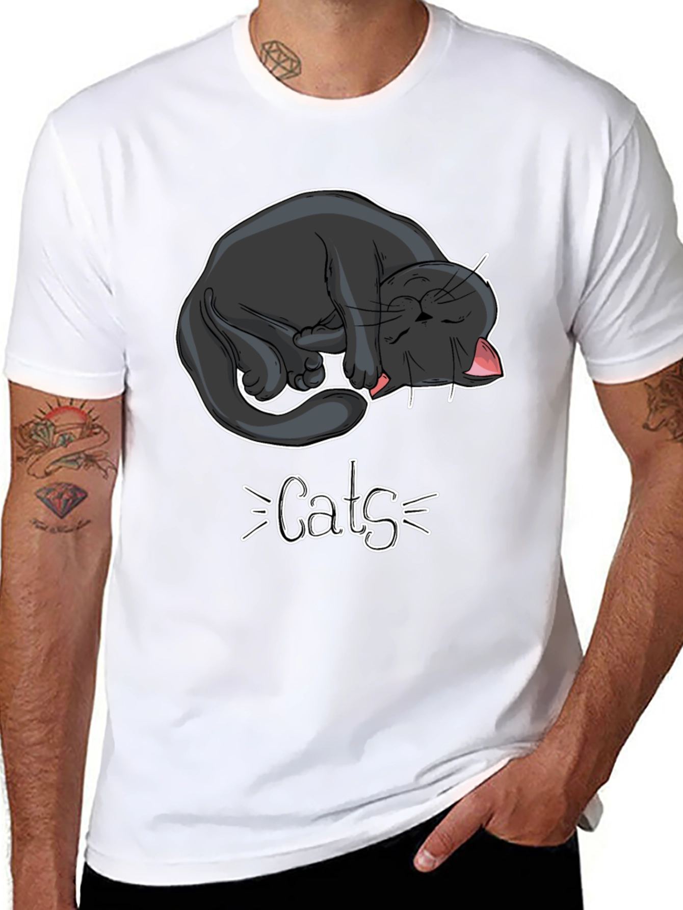 Cats Graphic Tee - Black
