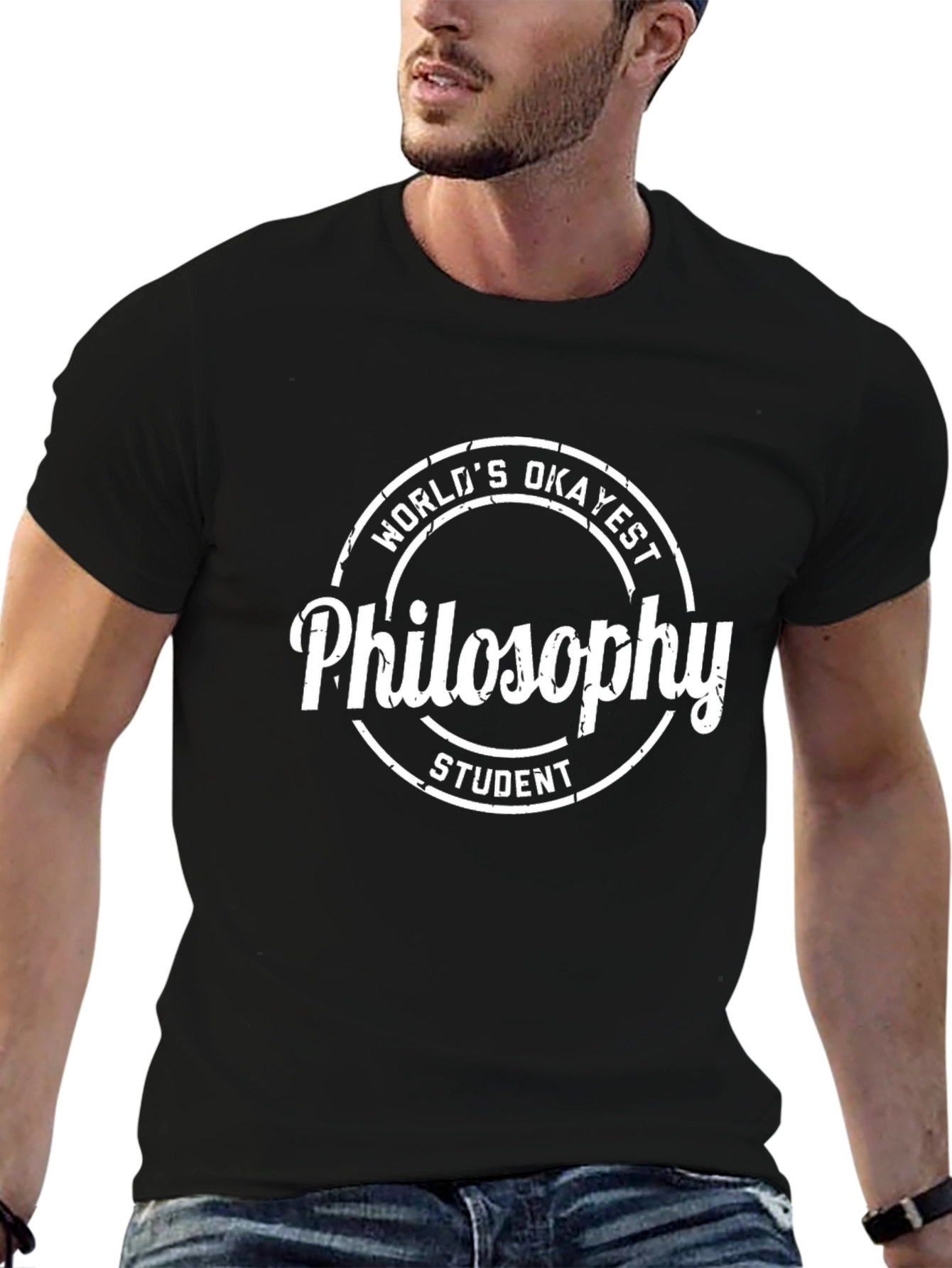 Worlds Okayest Philosophy Student Black T-Shirt