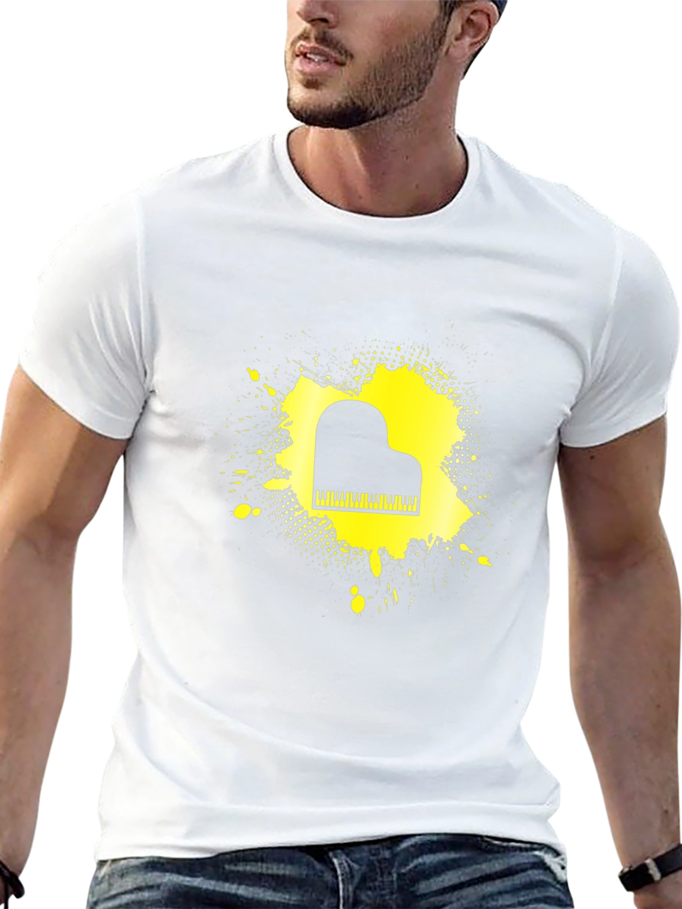 Piano Splash Mens Black Graphic Tee