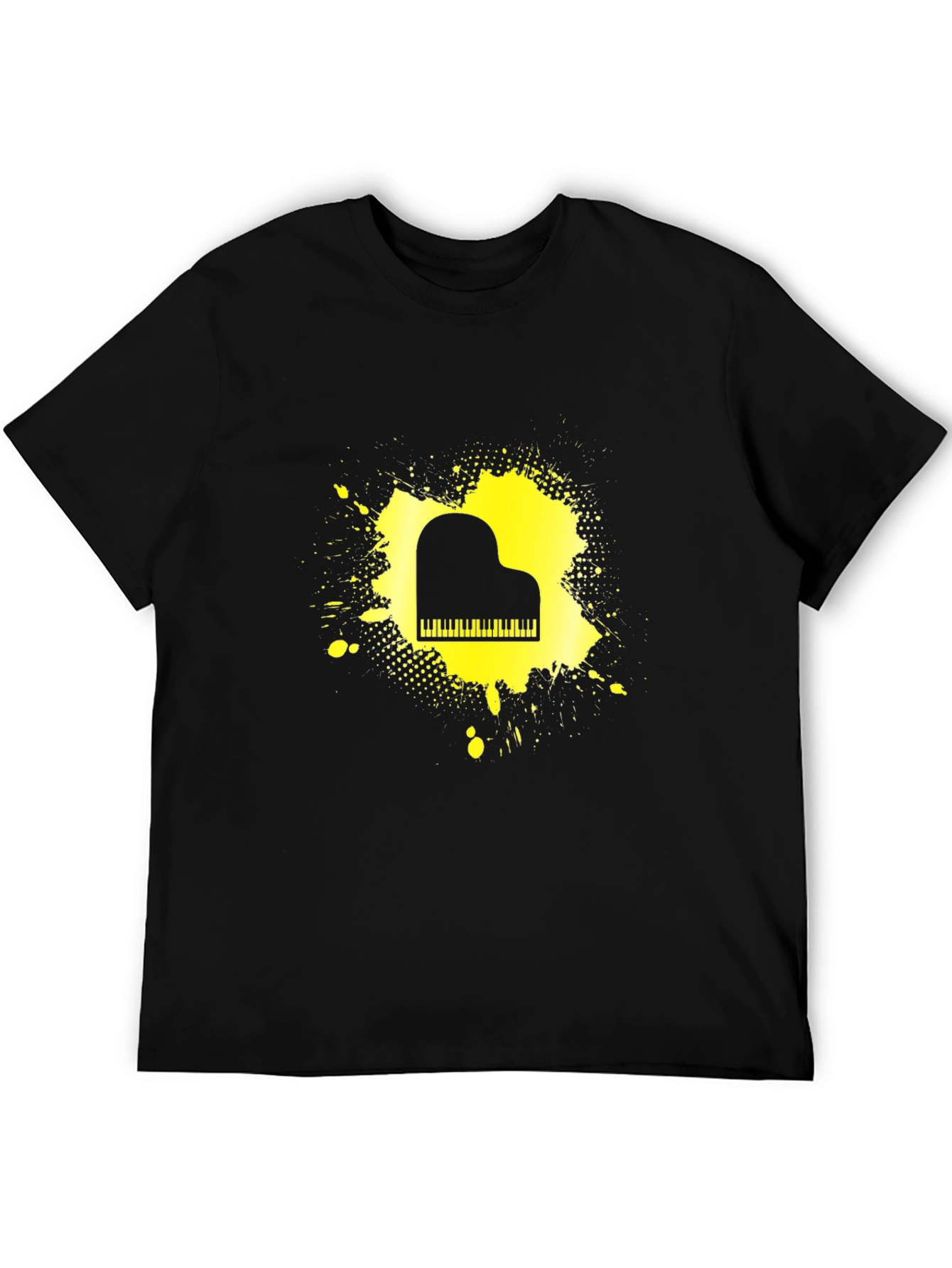 Piano Splash Mens Black Graphic Tee