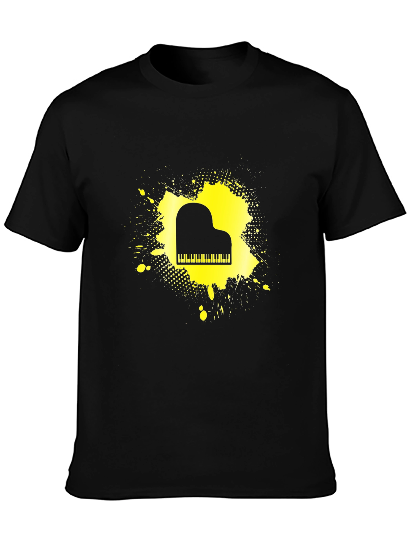 Piano Splash Mens Black Graphic Tee