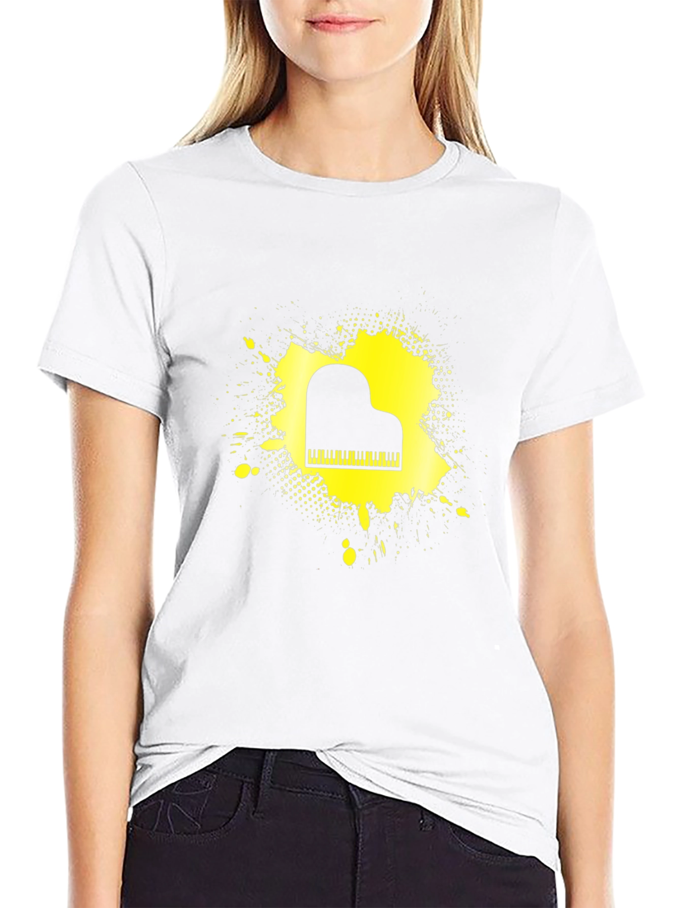 Piano Splash Mens Black Graphic Tee