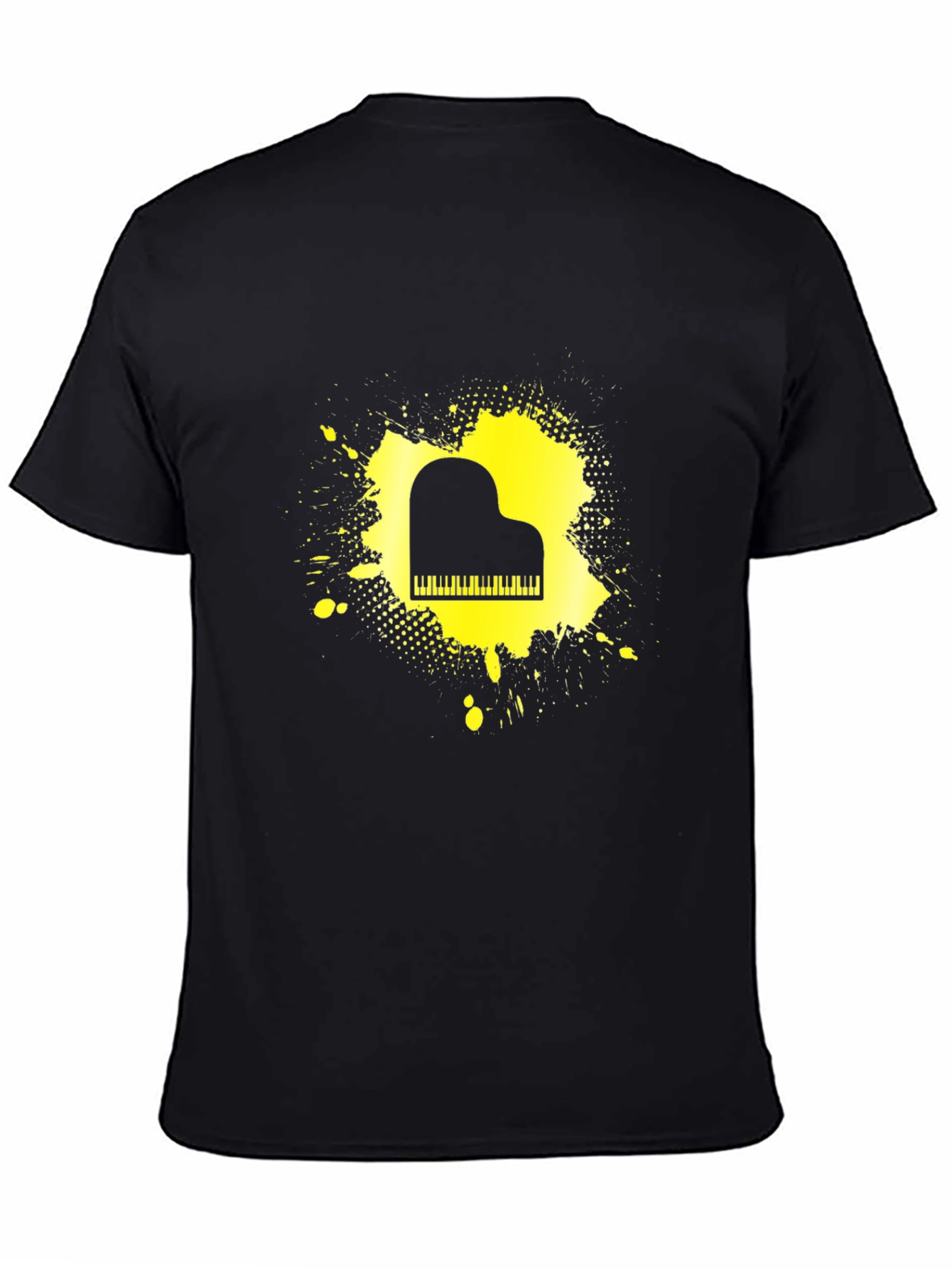 Piano Splash Mens Black Graphic Tee
