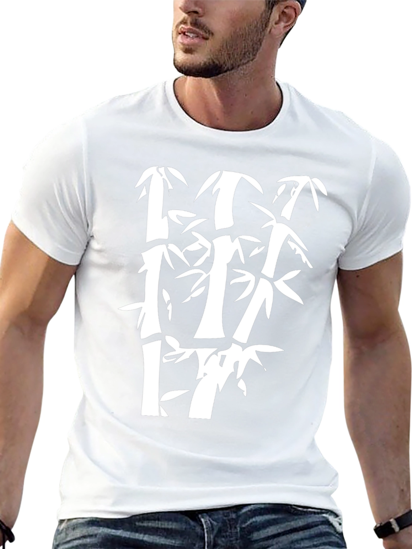Bamboo Graphic Print Mens Black T-Shirt