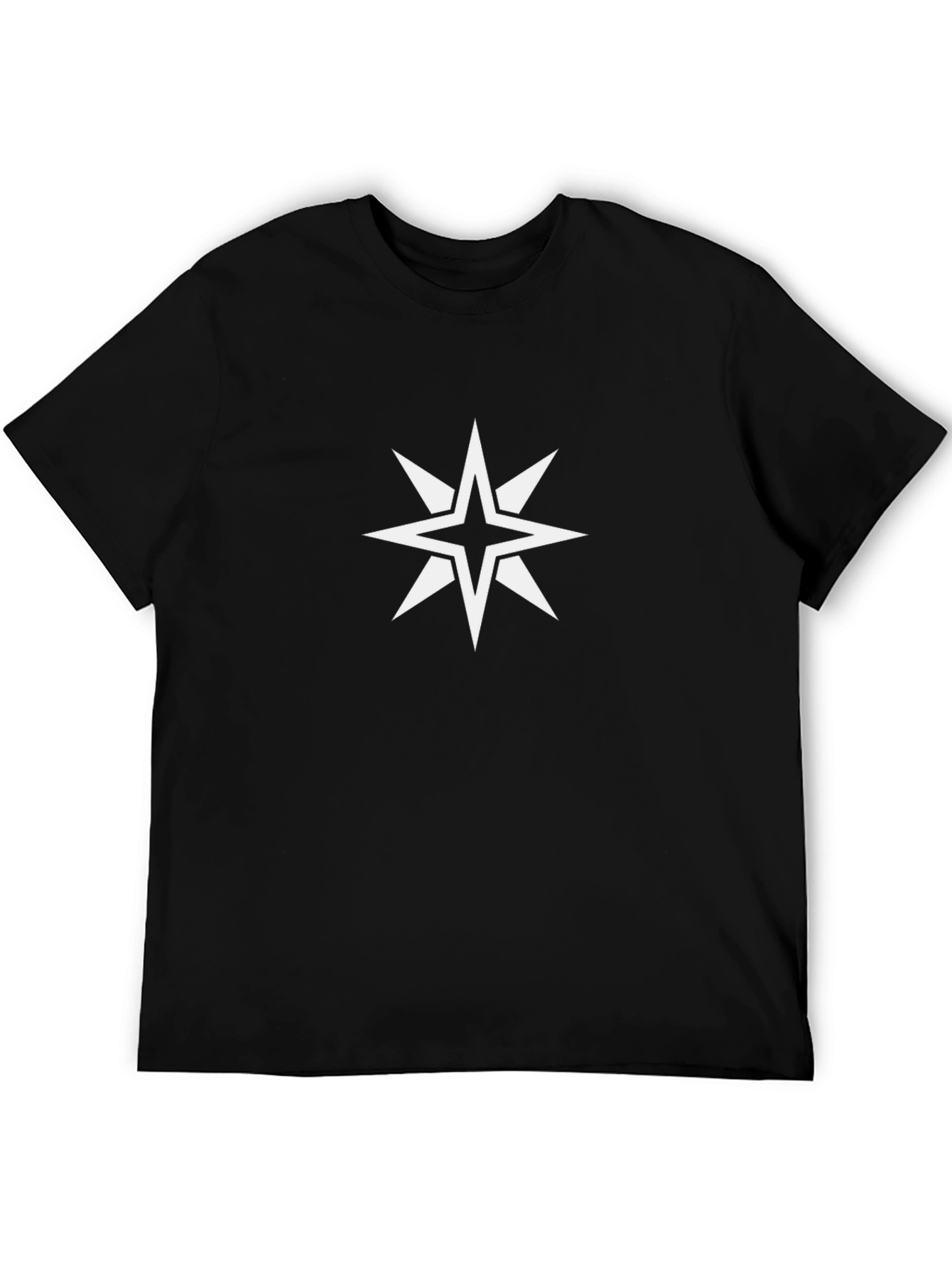 Black Tee with White Star Design