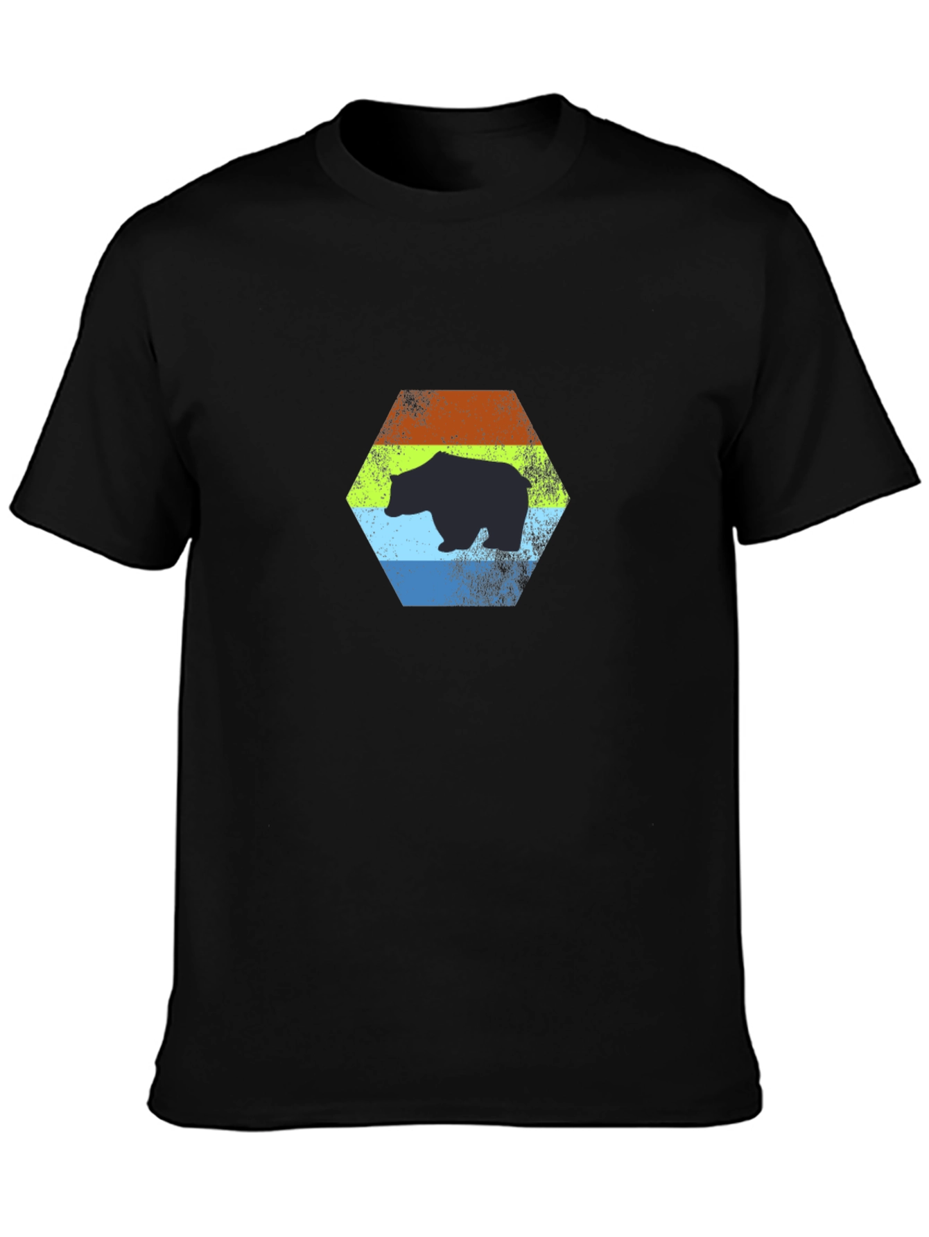 Retro Bear Graphic T-Shirt - Black